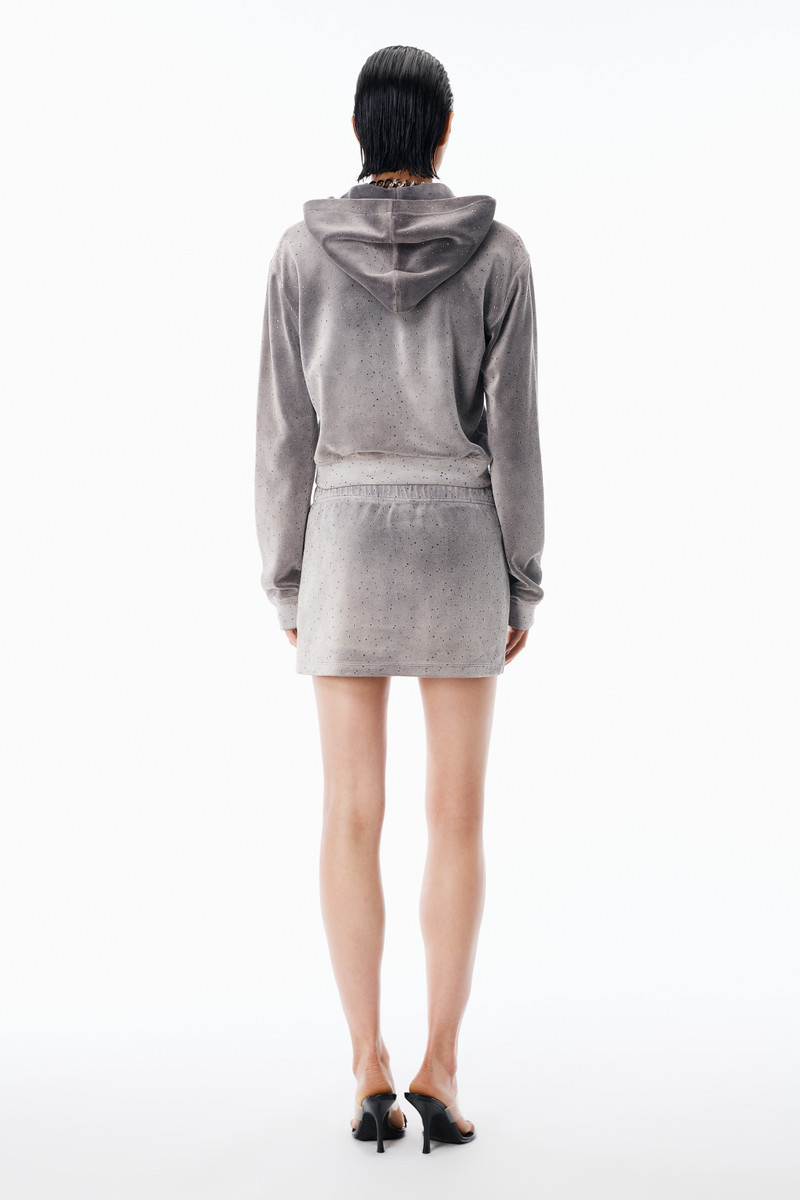 Shrunken Hoodie in Crystal Hotfix Velour 4