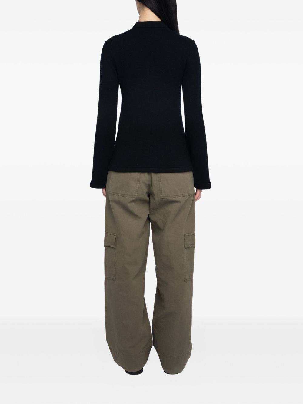 button-detailed flared-sleeve cardigan - 3