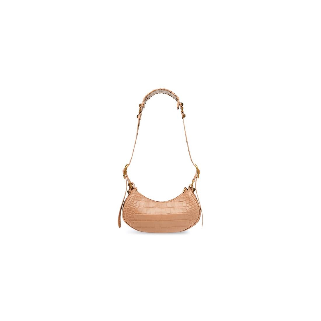 Women's Le Cagole Xs Shoulder Bag Crocodile Embossed in Beige - 4