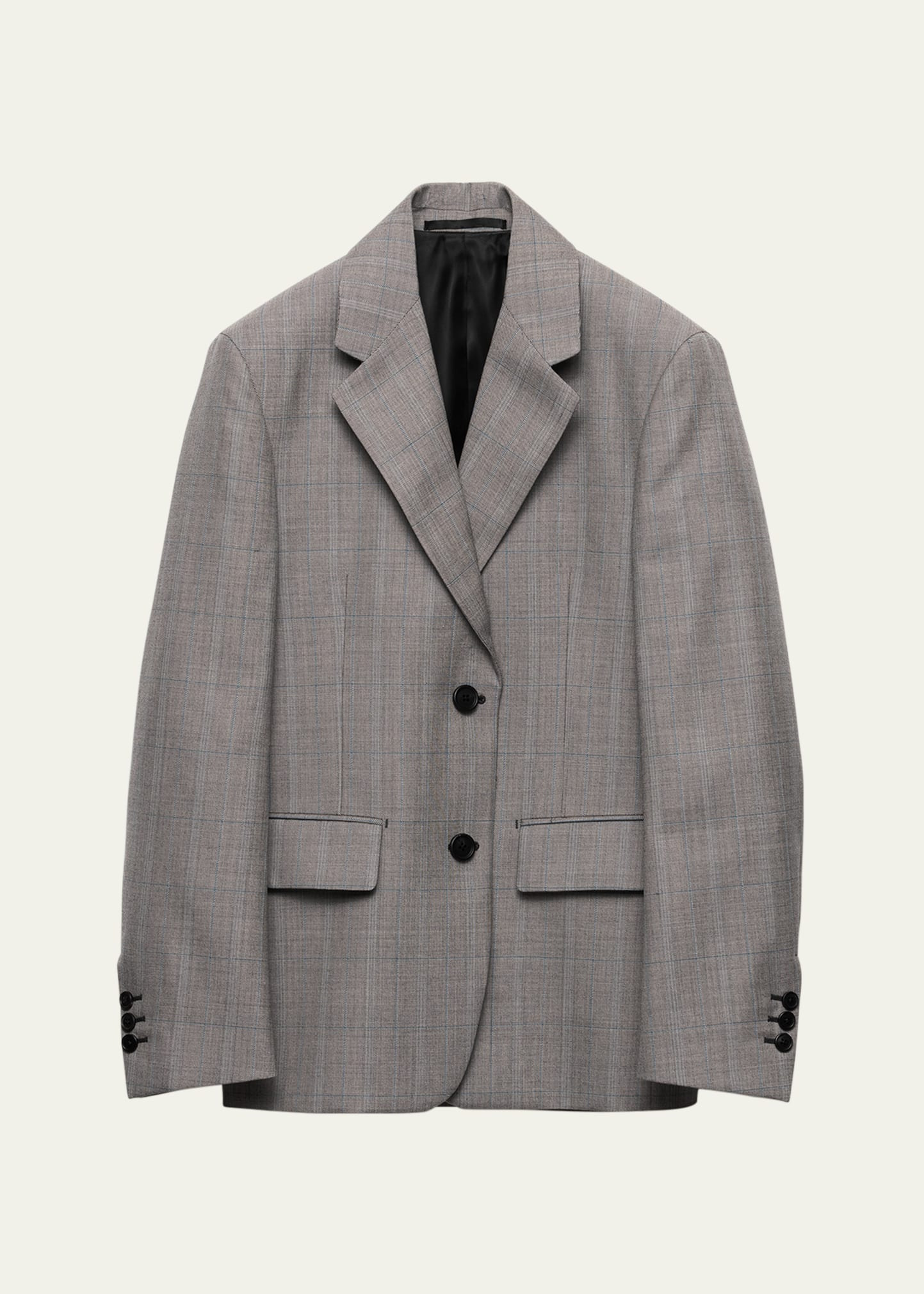 Grisaglia Check Single-Breasted Blazer Jacket - 1
