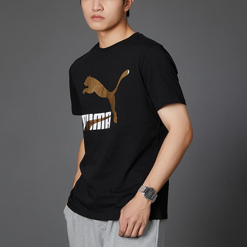PUMA Classics Logo T-Shirt 'Black Gold' 532280-01 - 5