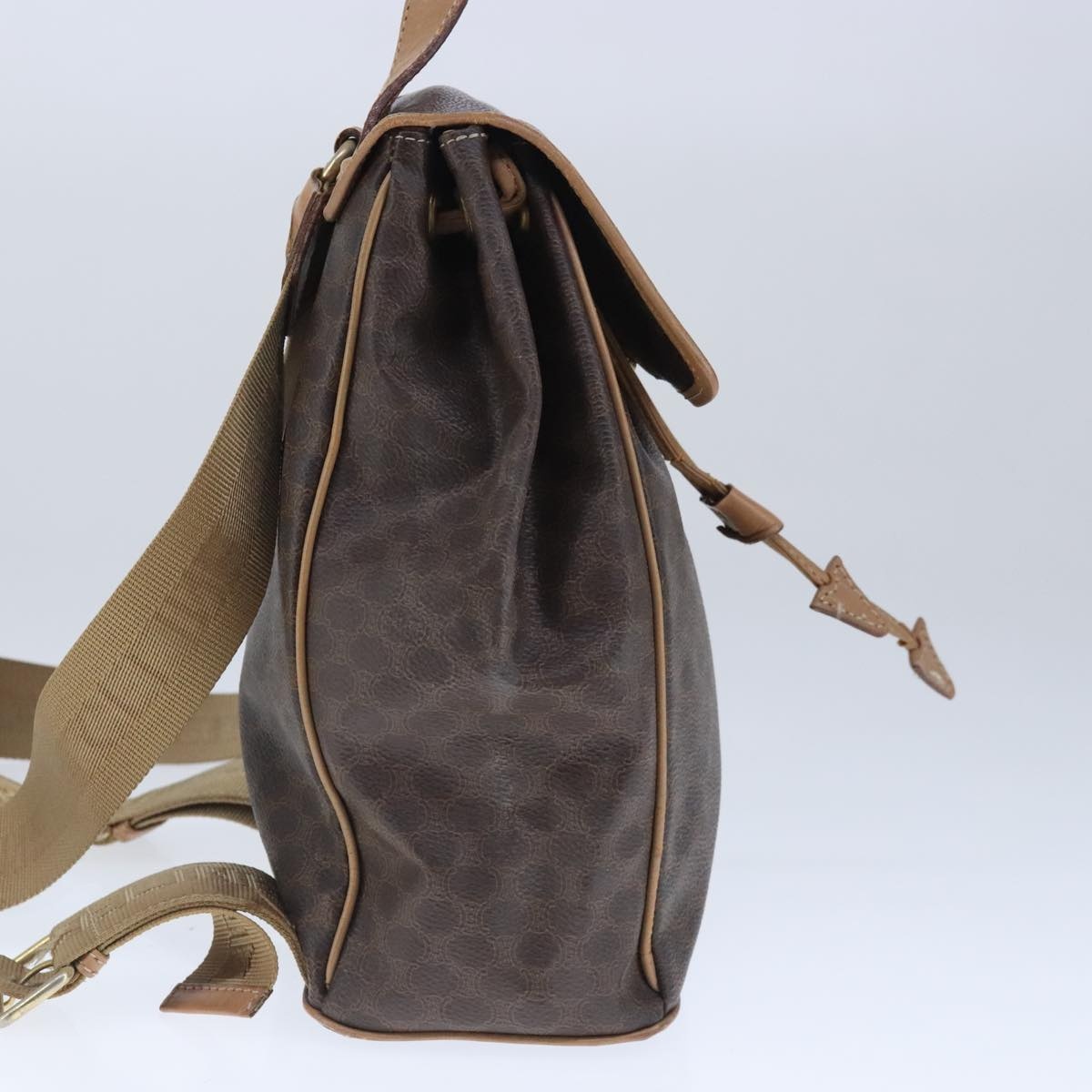 CELINE Macadam Canvas Backpack Pvc Leather Brown Gold - 5