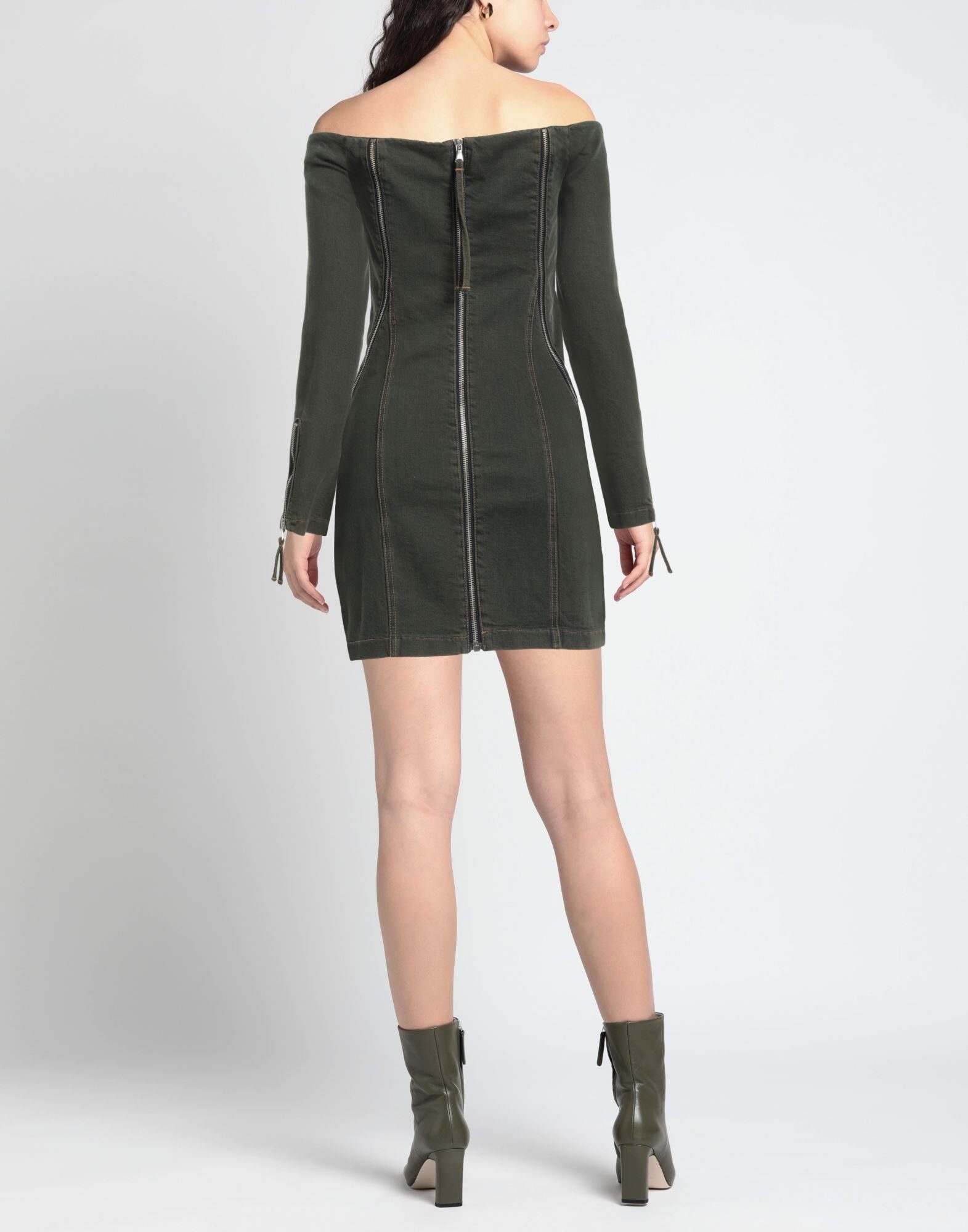 Military green Women's Denim Dress - 3