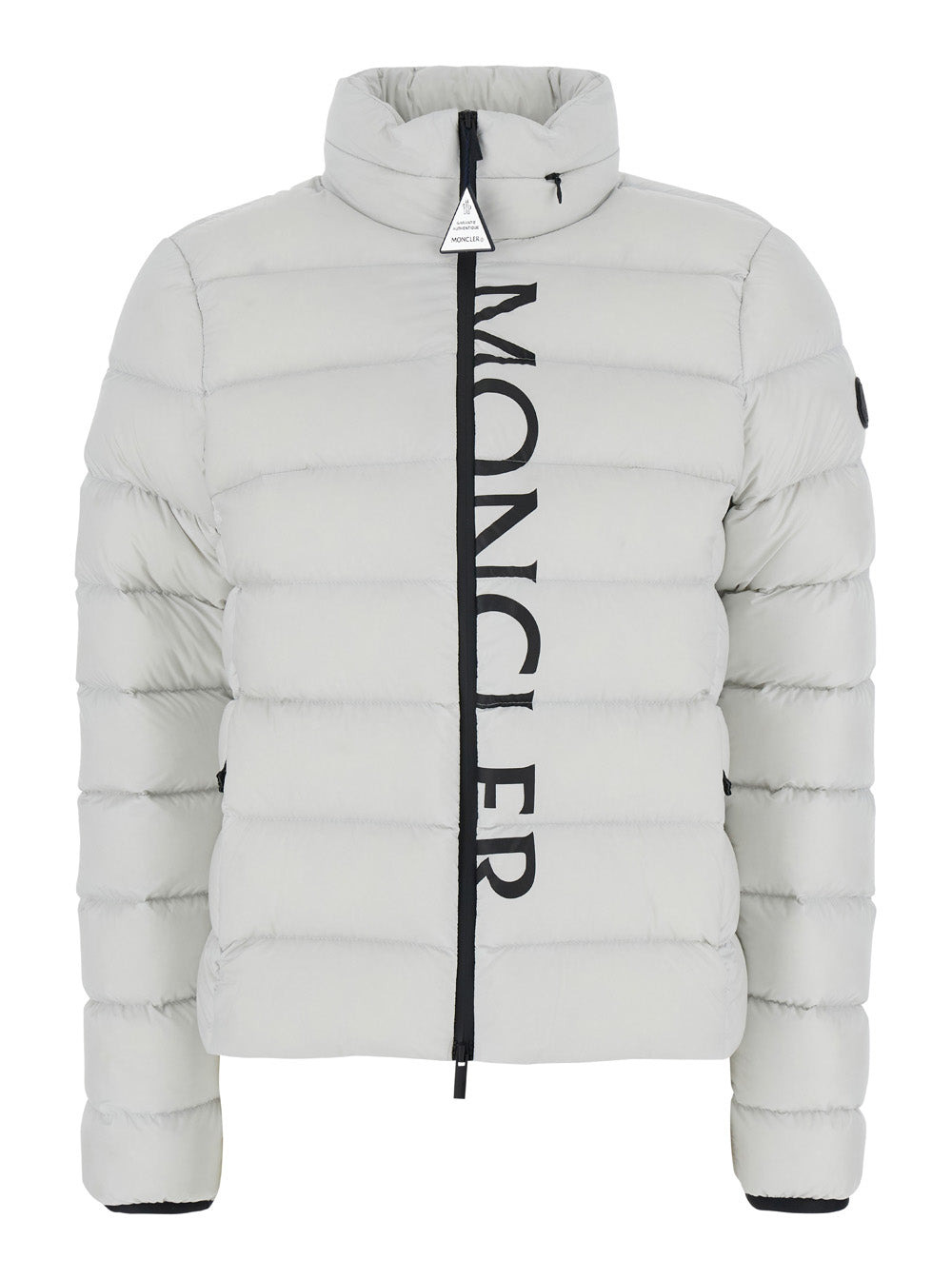 Moncler Women 'Cerces' White High Neck Down Jacket With Logo Print In Tech Fabric Woman - 1