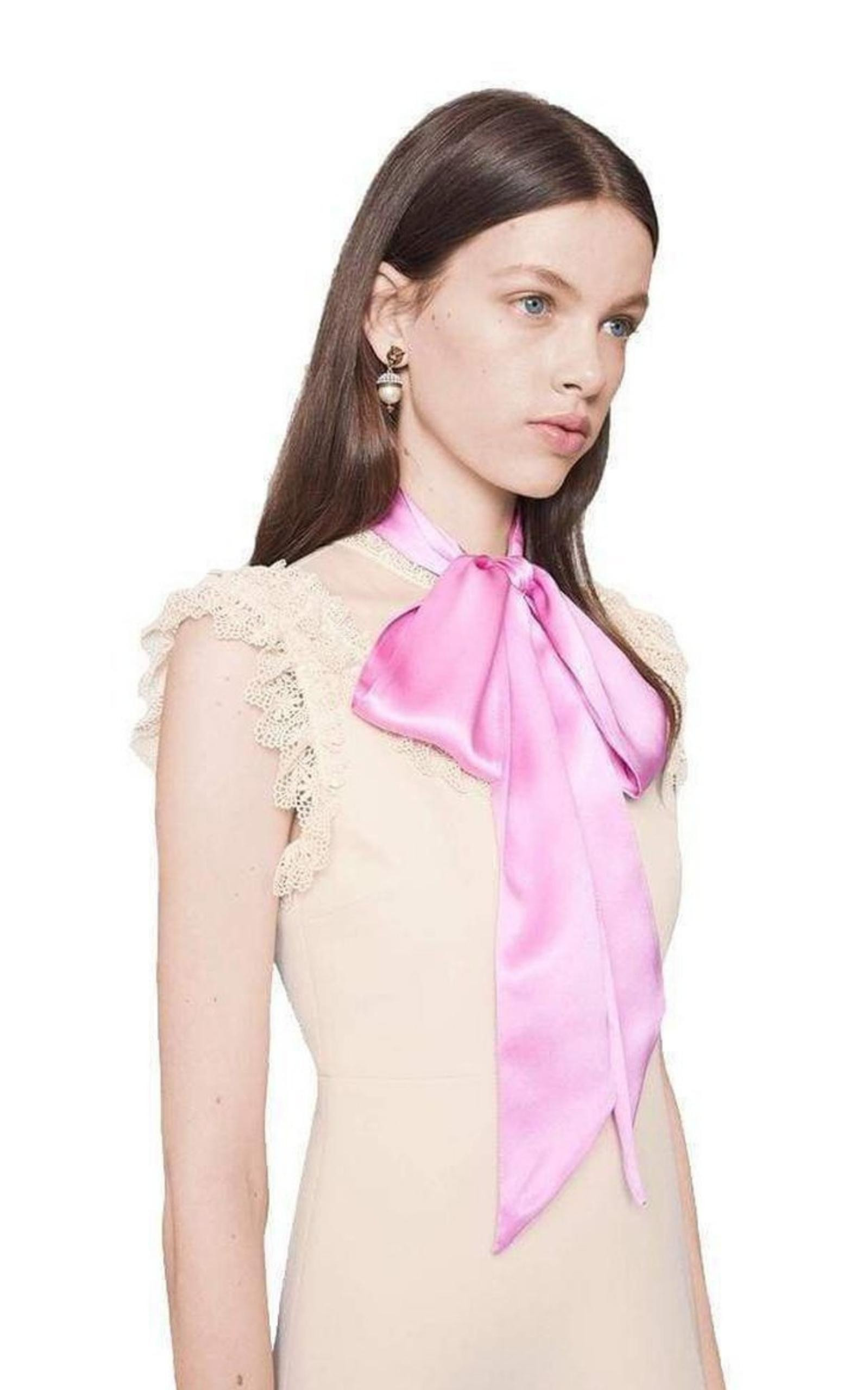 Wool & Silk Blend Mini Dress with Pussycat Bow - 3