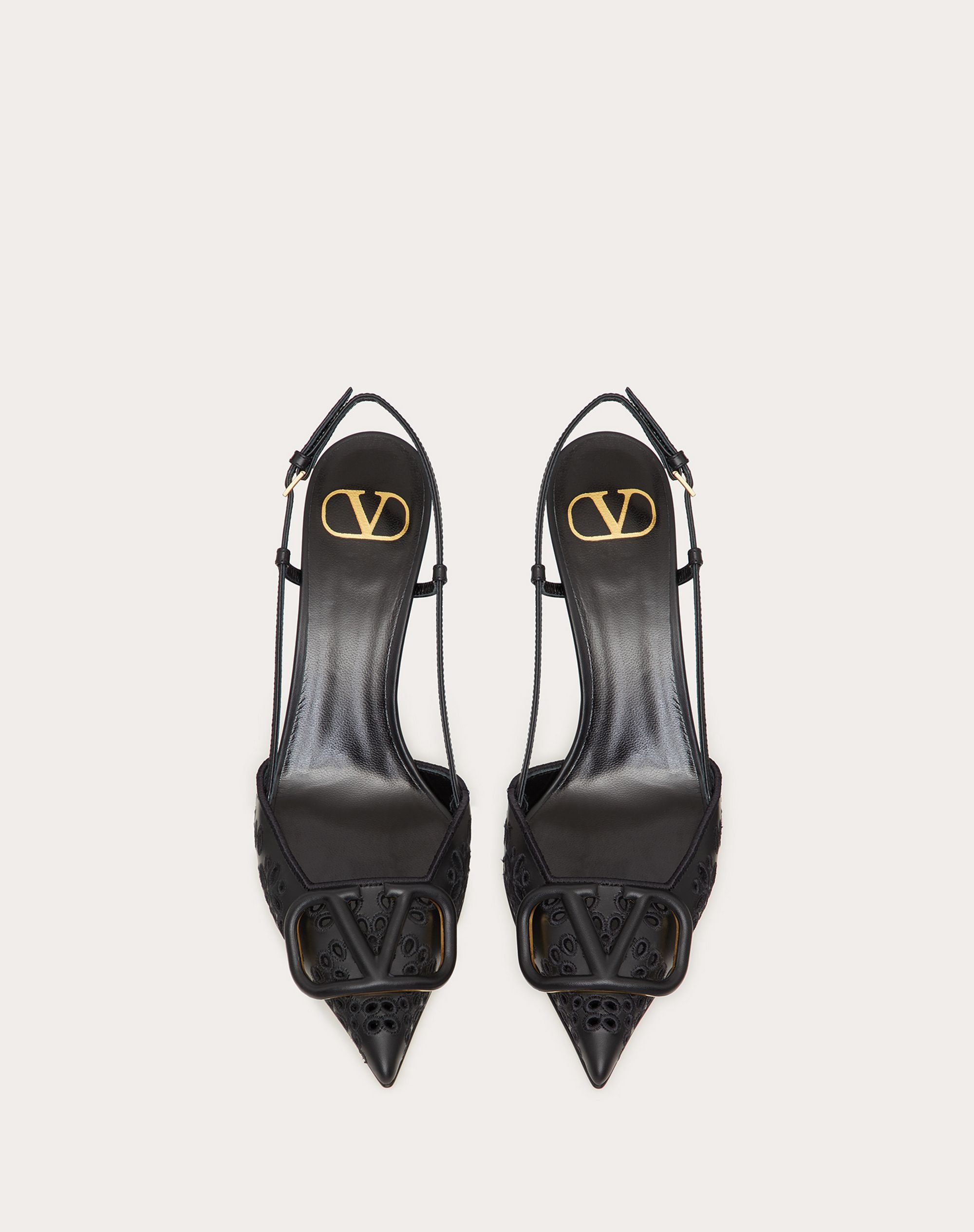 VLOGO SIGNATURE CALFSKIN SLINGBACK PUMP WITH SAN GALLO EMBROIDERY 80 MM - 4