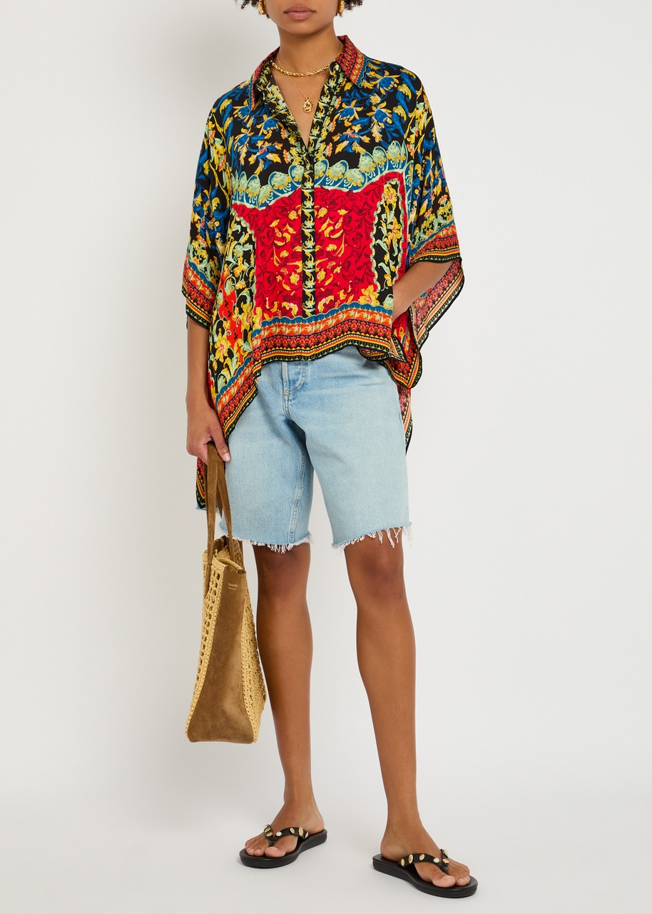 Alice + Olivia Deanne Printed Satin Blouse - 4