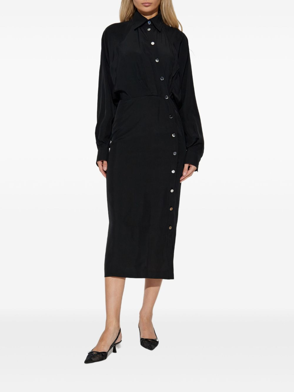 button-fastening shirt dress - 5