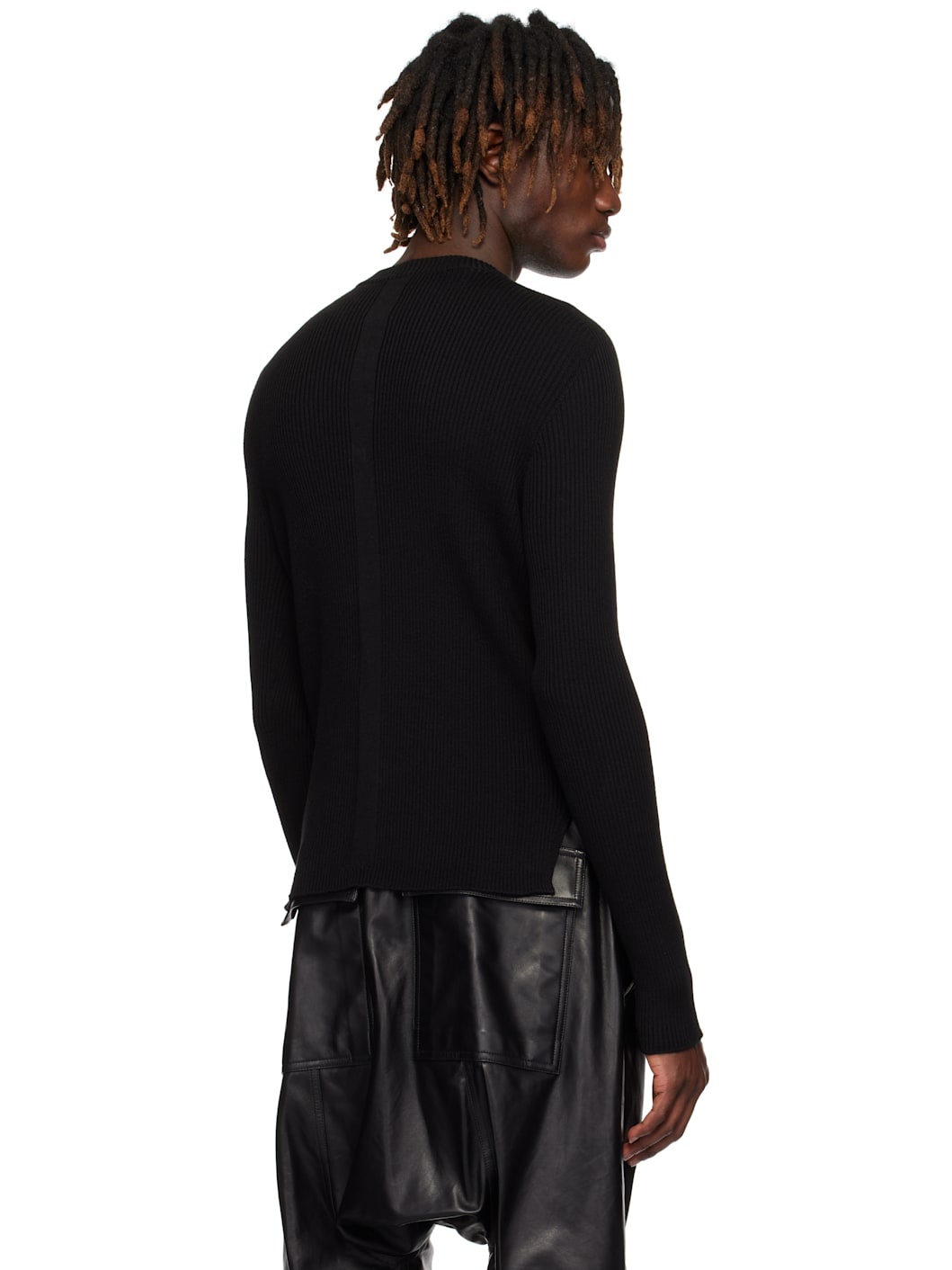 Black Hollywood Ribbed Geo Sweater - 3