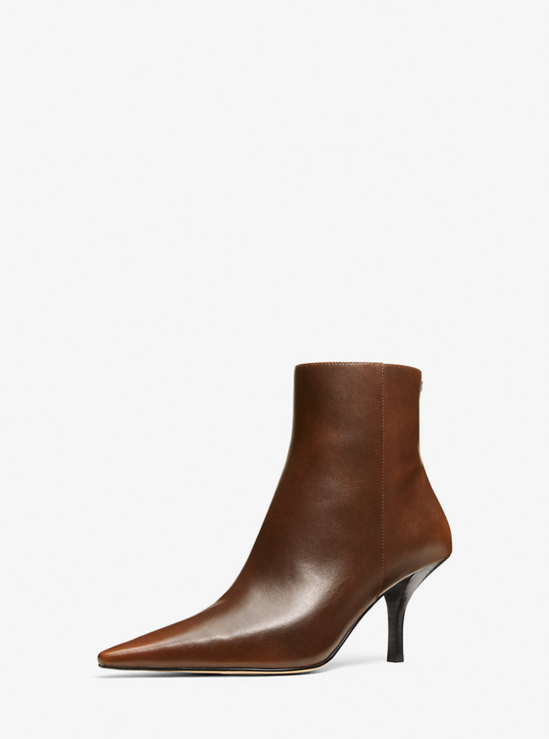 MICHAEL KORS Selina Burnished Leather Ankle Boot outlook