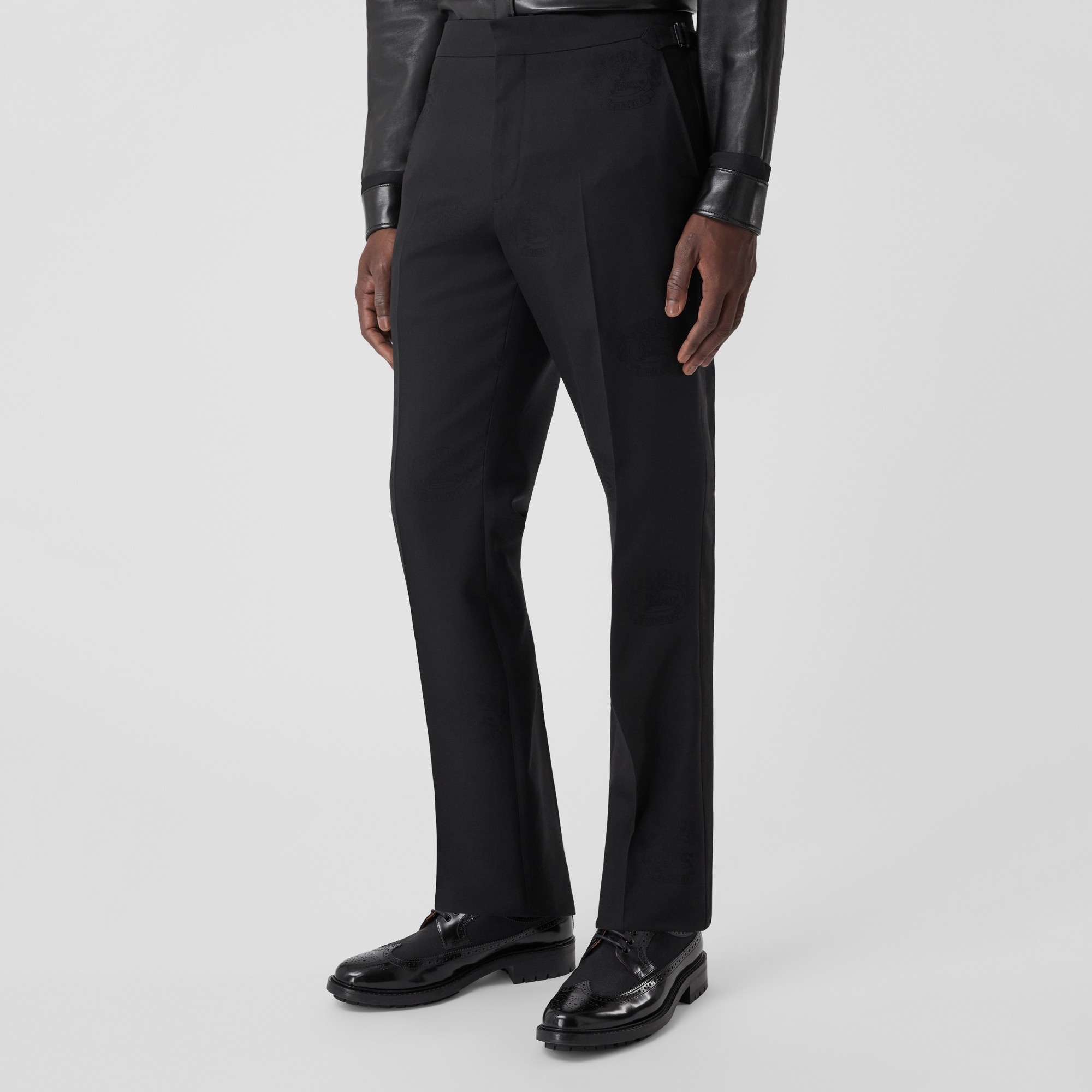 Classic Fit EKD Wool Cotton Jacquard Tuxedo Trousers - 5