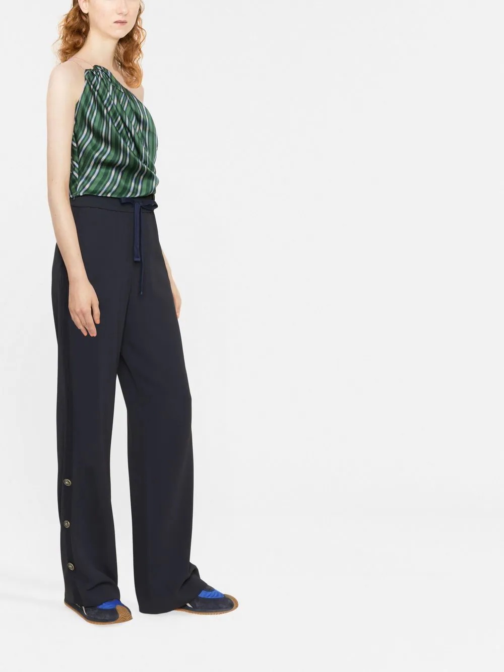 wide-leg drawstring trousers - 3