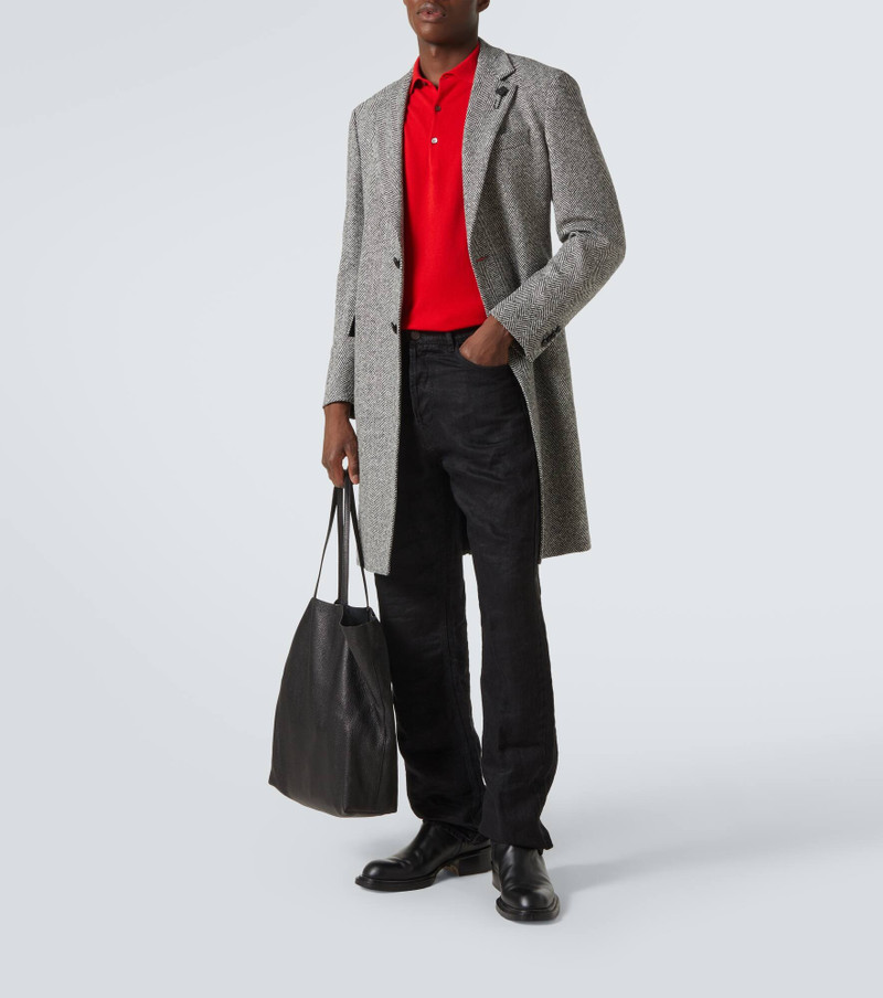LARDINI Virgin wool tweed overcoat outlook