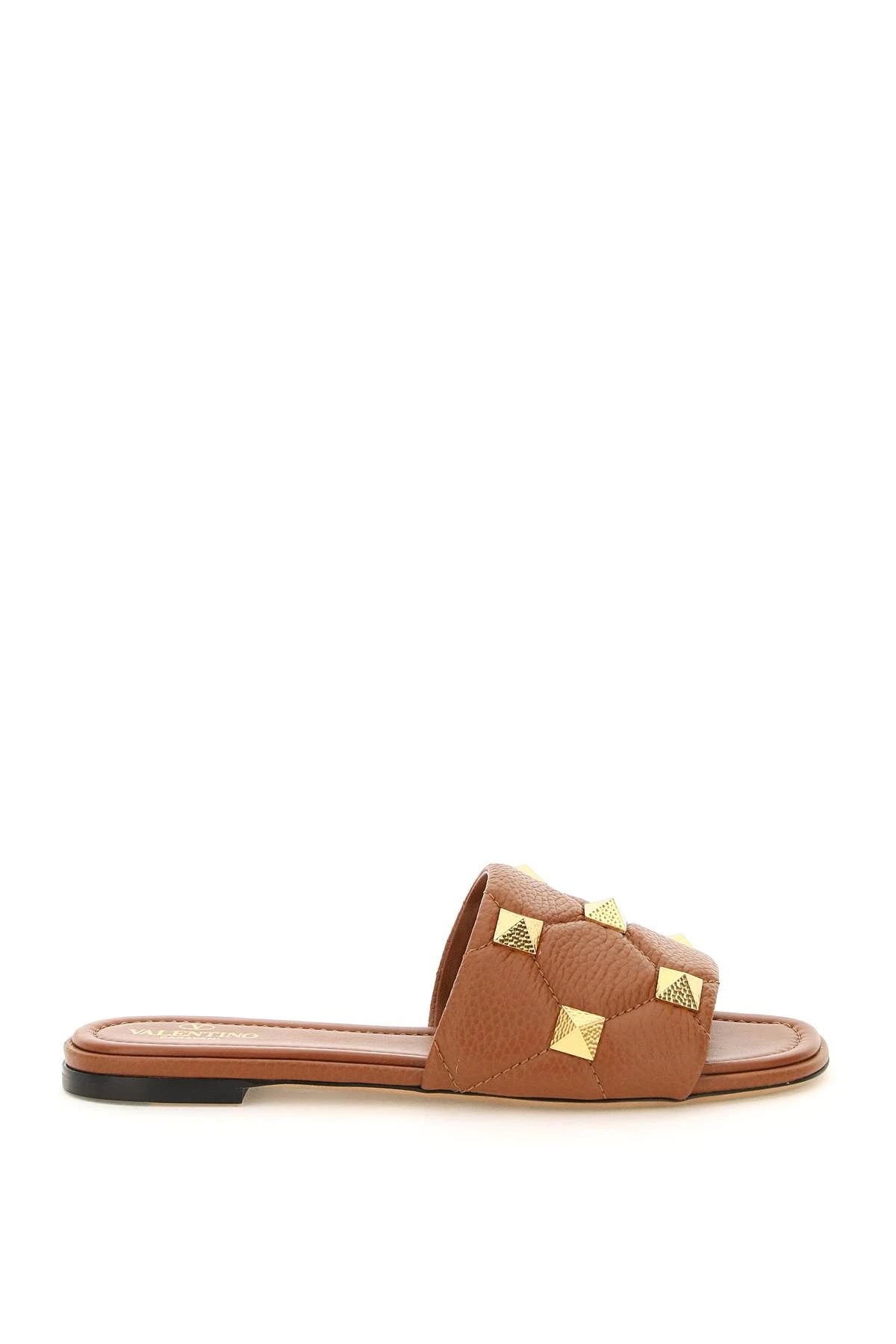 ROMAN STUD LEATHER SLIDES - 1