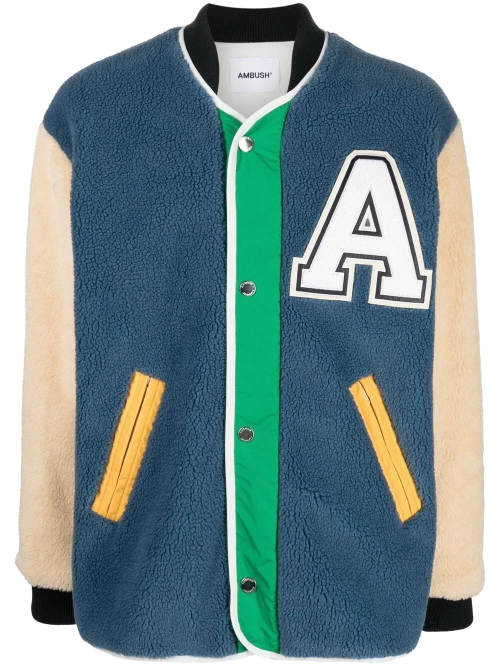 logo-patch fleece liner varsity jacket - 1