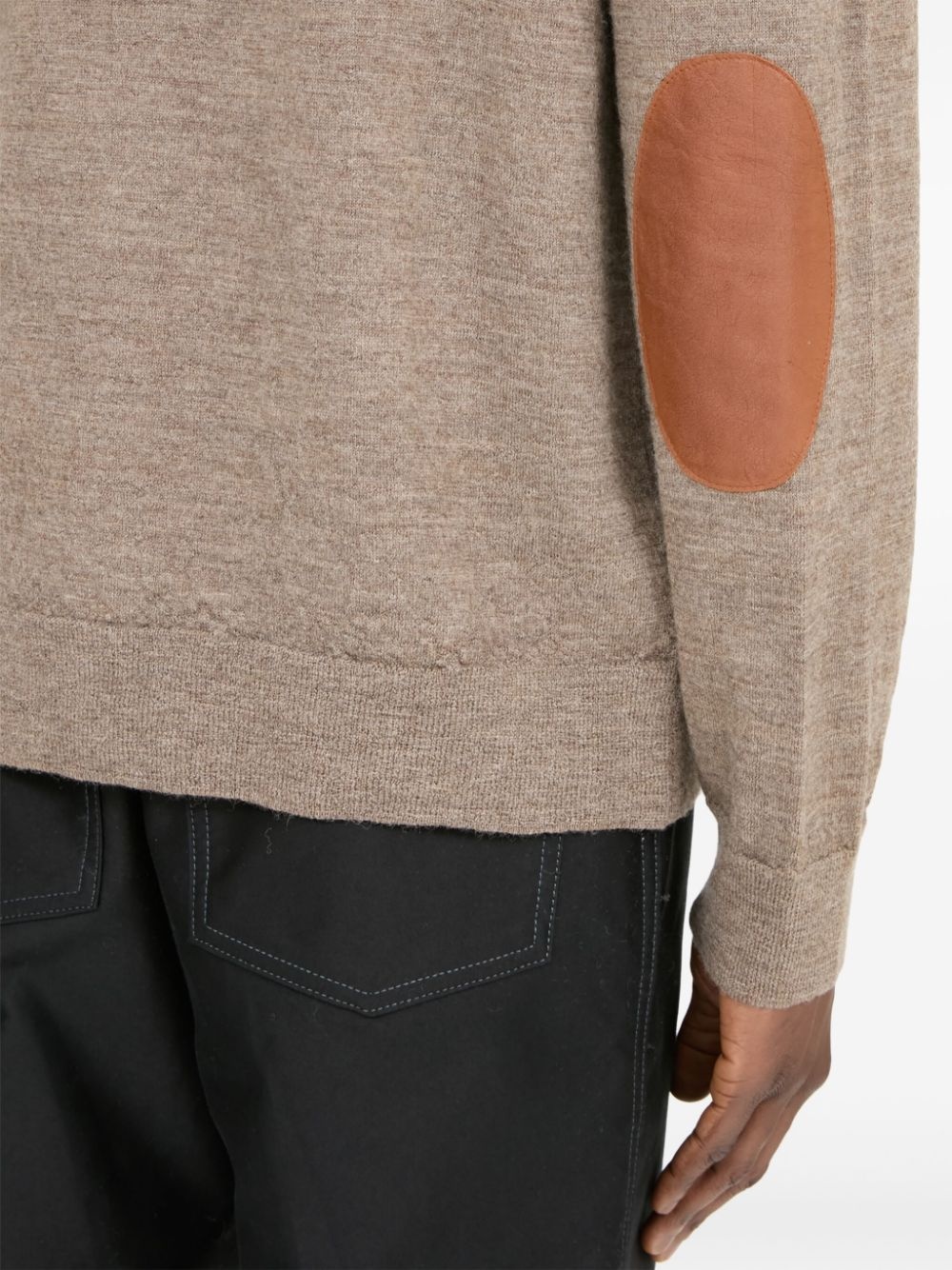 elbow-patch fine-knit cardigan - 7