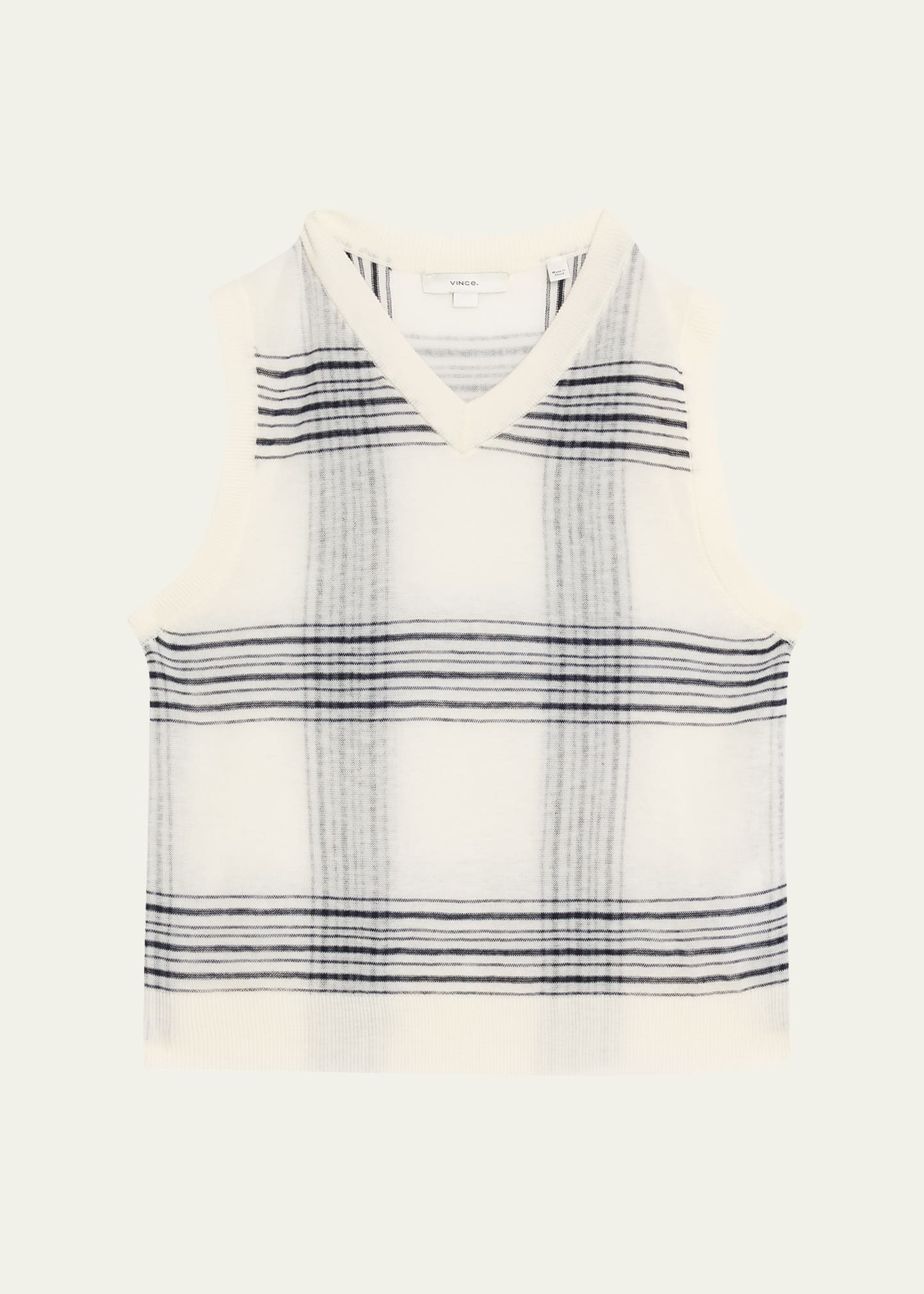 Plaid V-Neck Sweater Vest - 1