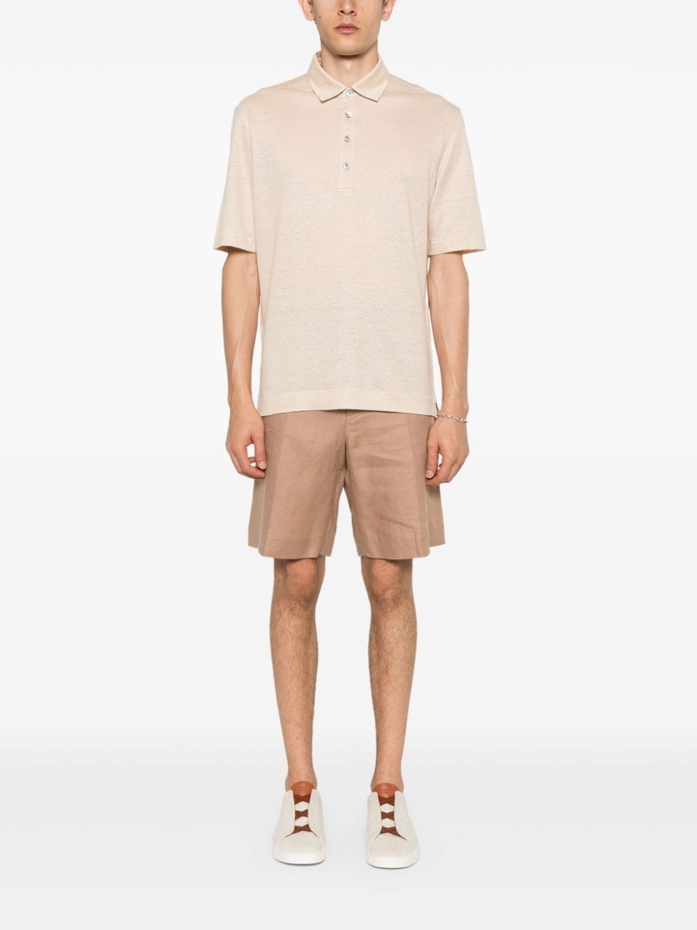 linen straight-leg shorts - 2
