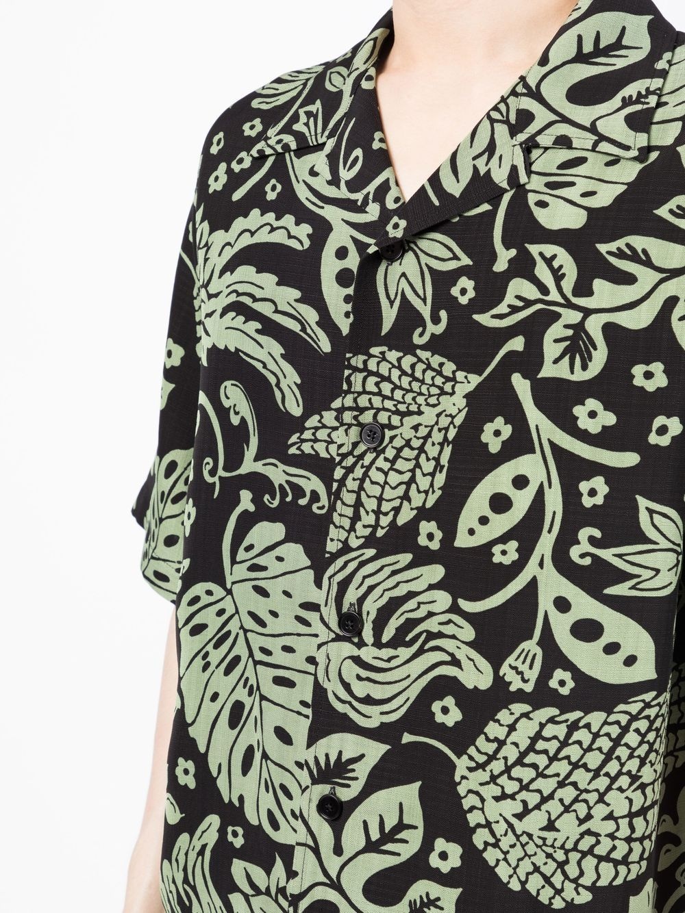 leaf-print short-sleeved shirt - 5