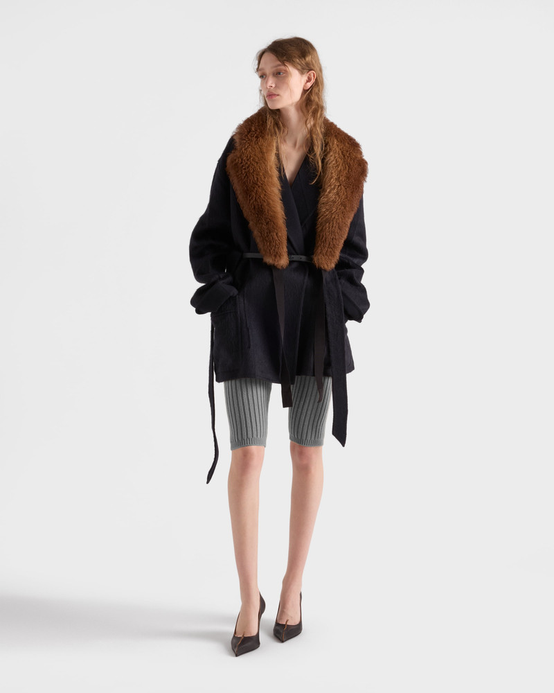 Prada Single-breasted double velour caban jacket outlook