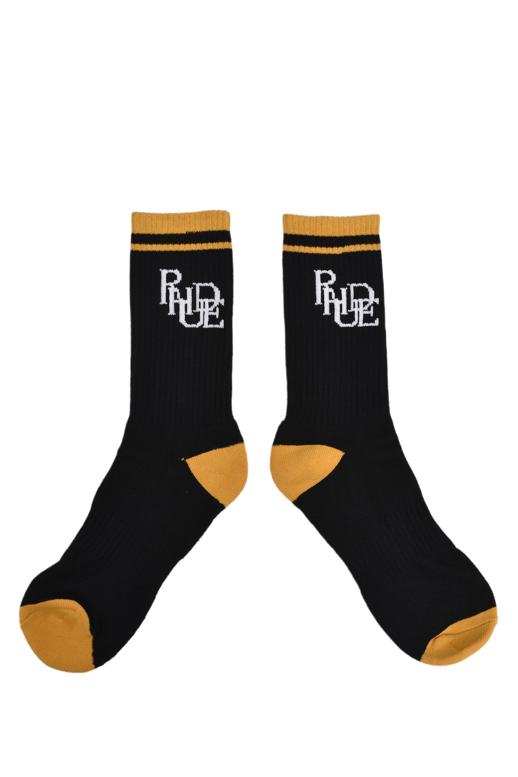 RHUDE SCRAMBLE LOGO SOCK / BLK YEL - 4