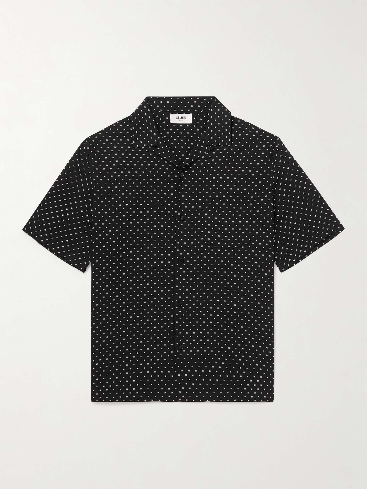 Convertible-Collar Logo-Print Woven Shirt - 1