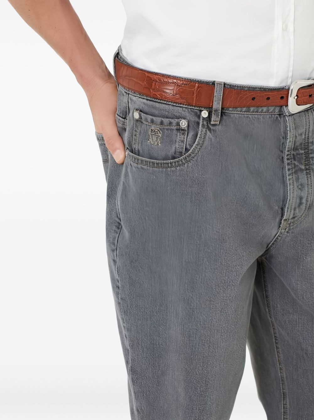 logo-detail cotton straight-leg jeans - 4