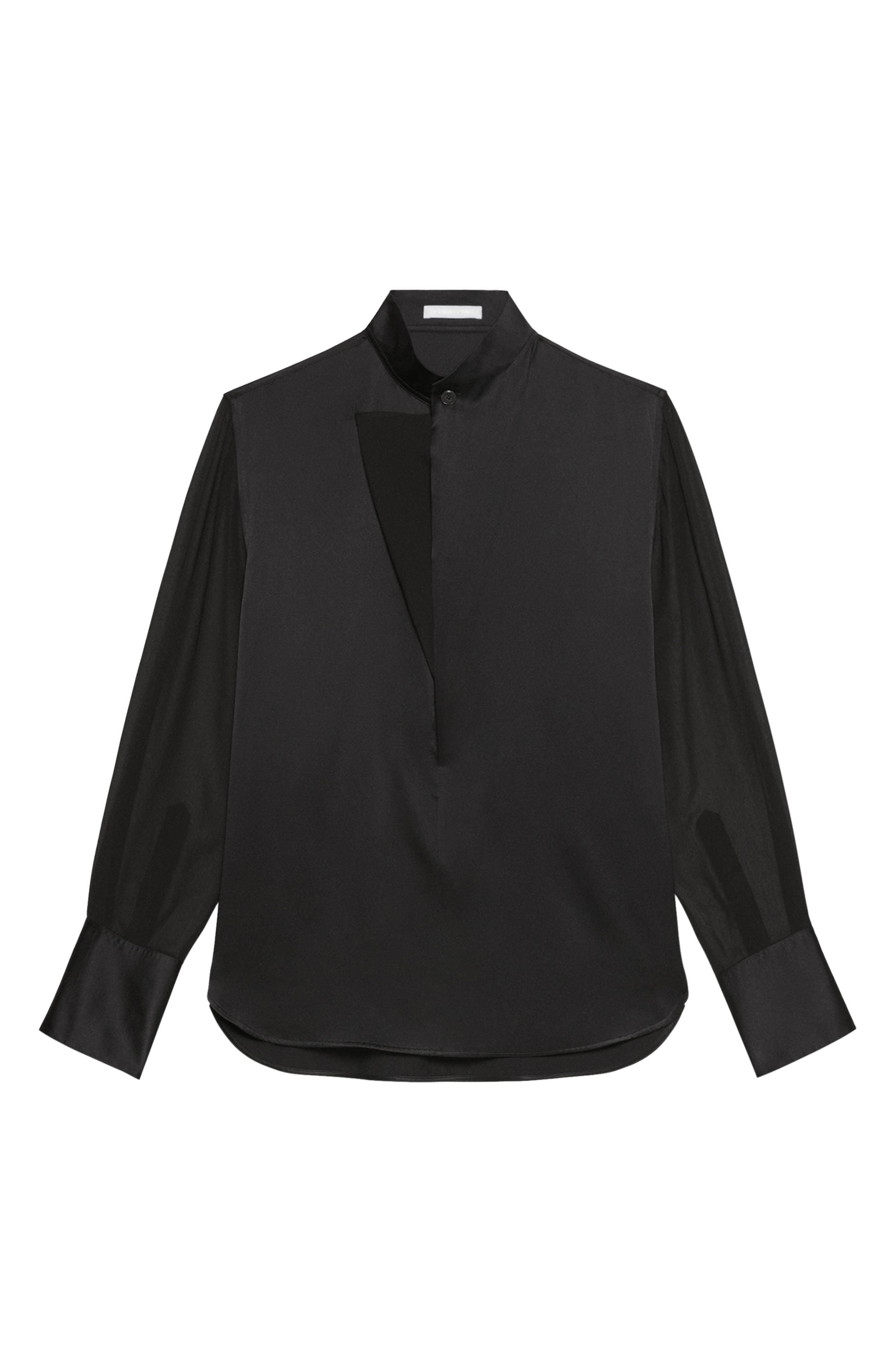 Helmut Lang Relaxed Fit Silk Shirt in Black at Nordstrom - 5