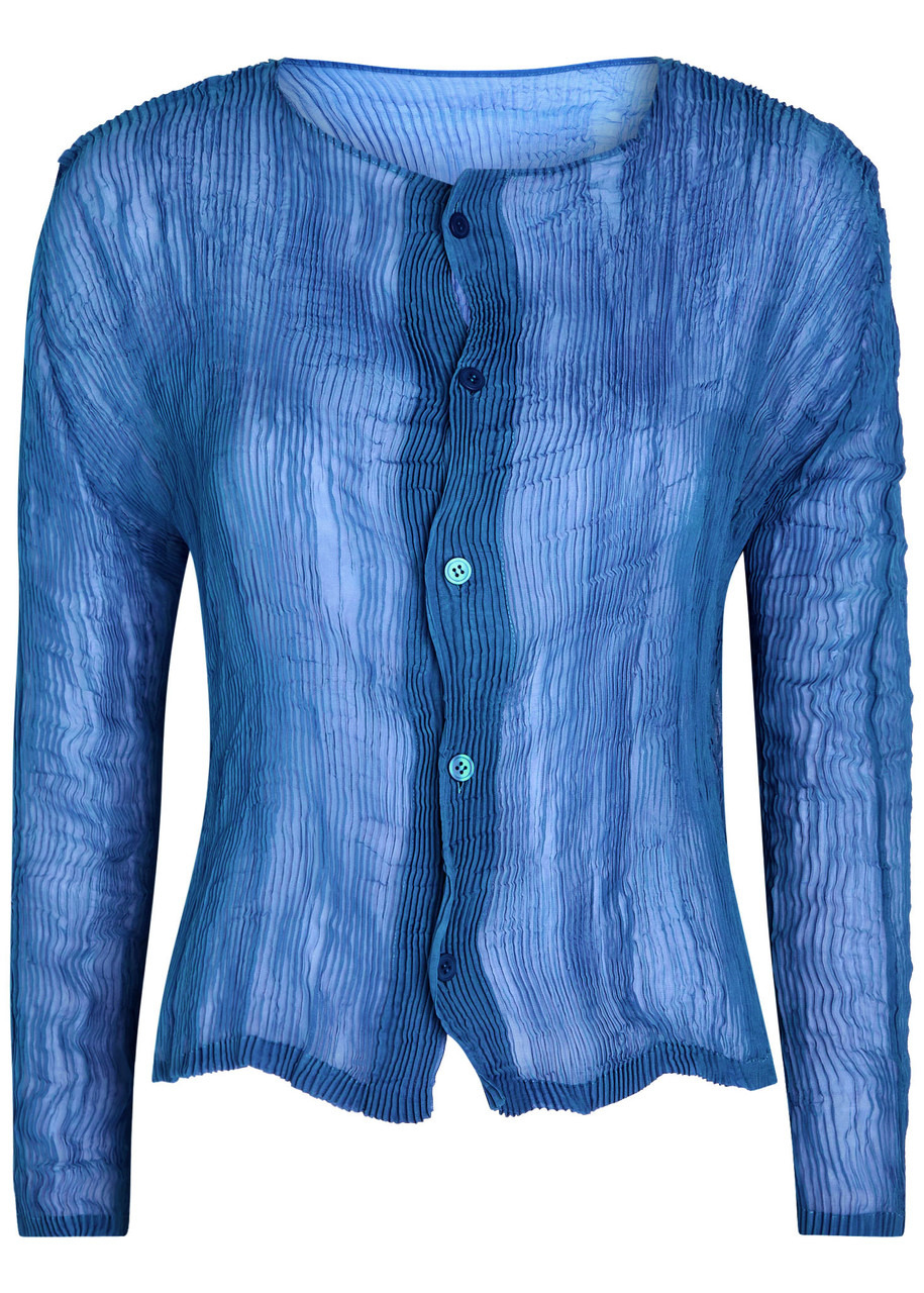 Issey Miyake Uni-form Pleated Sheer Chiffon Blouse - 1