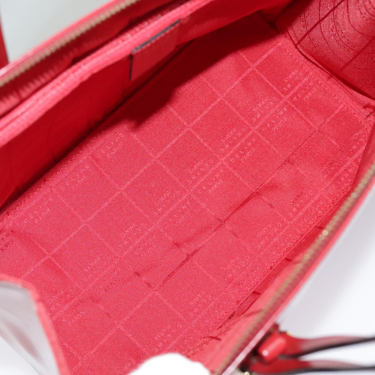 CELINE Hand Bag Patent Leather Red Gold - 11