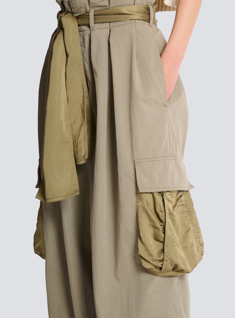 Cotton twill high-waisted trousers 6