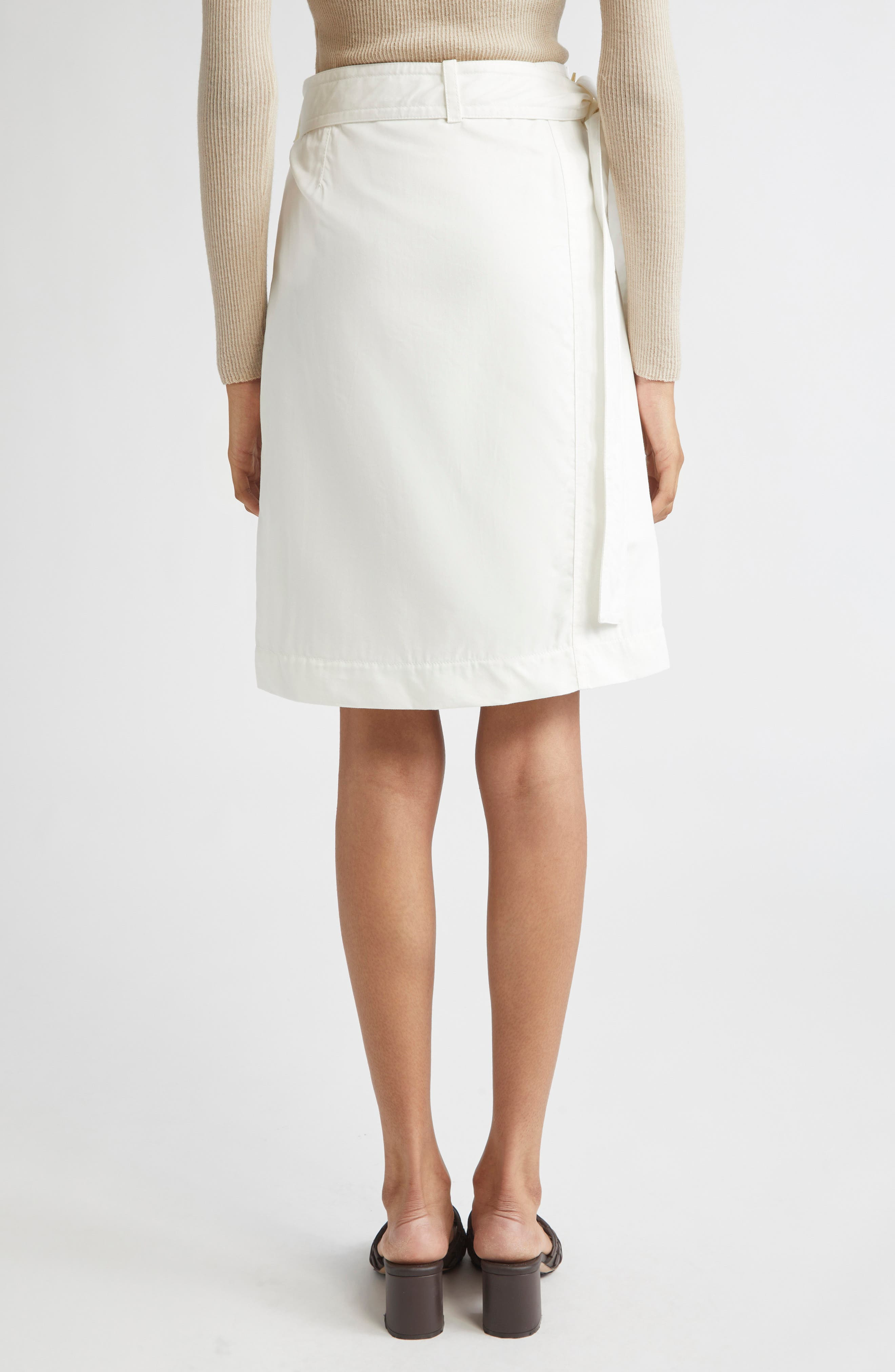 FERRAGAMO Belted Washed Twill Wrap Skirt in Mascarpone at Nordstrom - 2