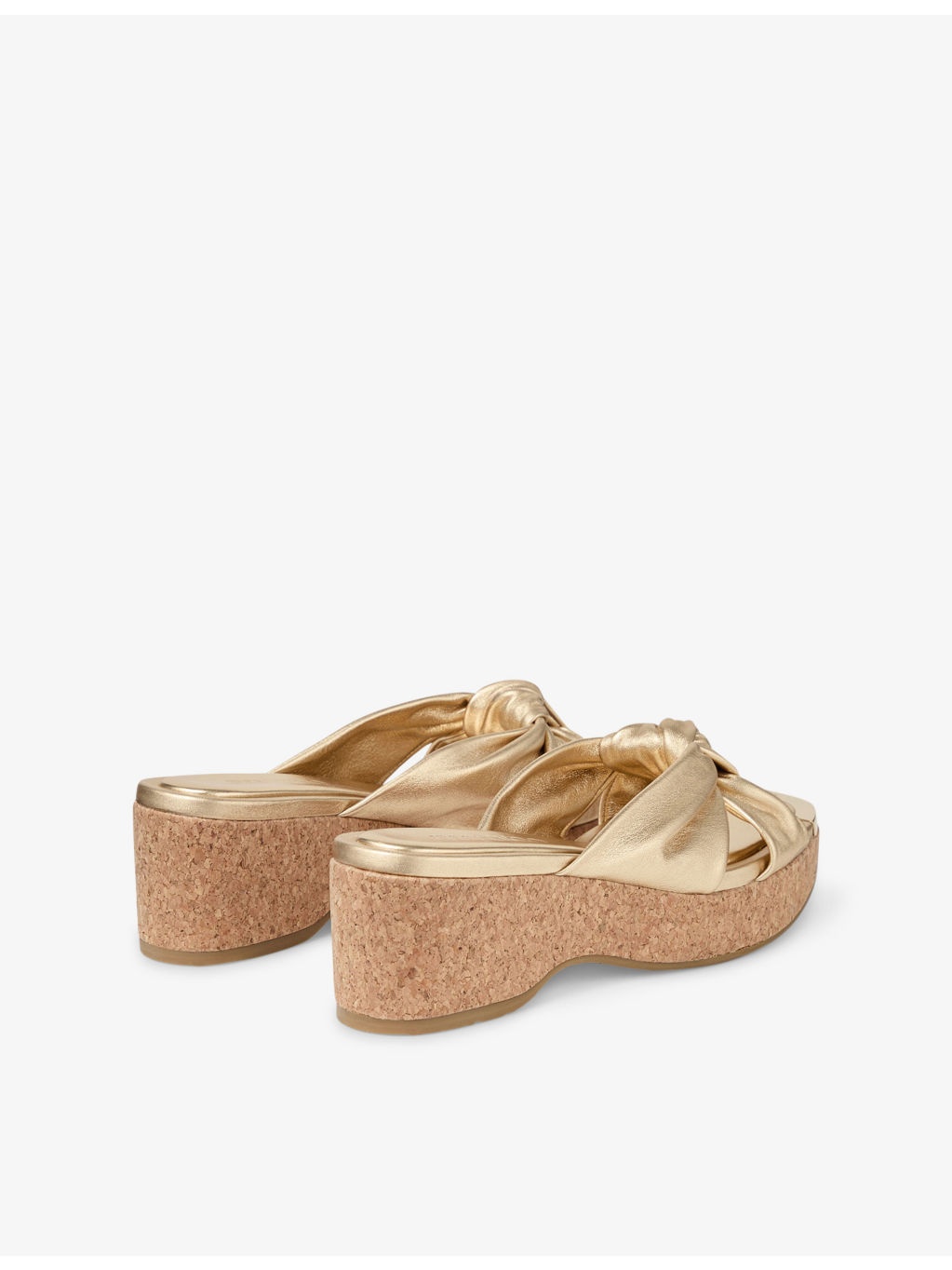 Avenue 50 Knot-Embroidered Metallic-Leather Wedge Sandals - 4