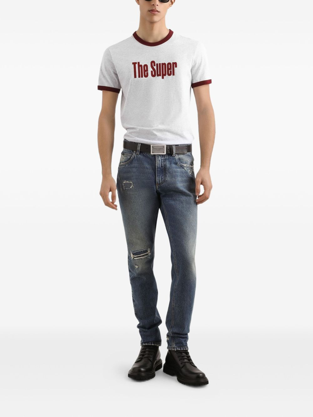 distressed logo-plaque jeans - 2