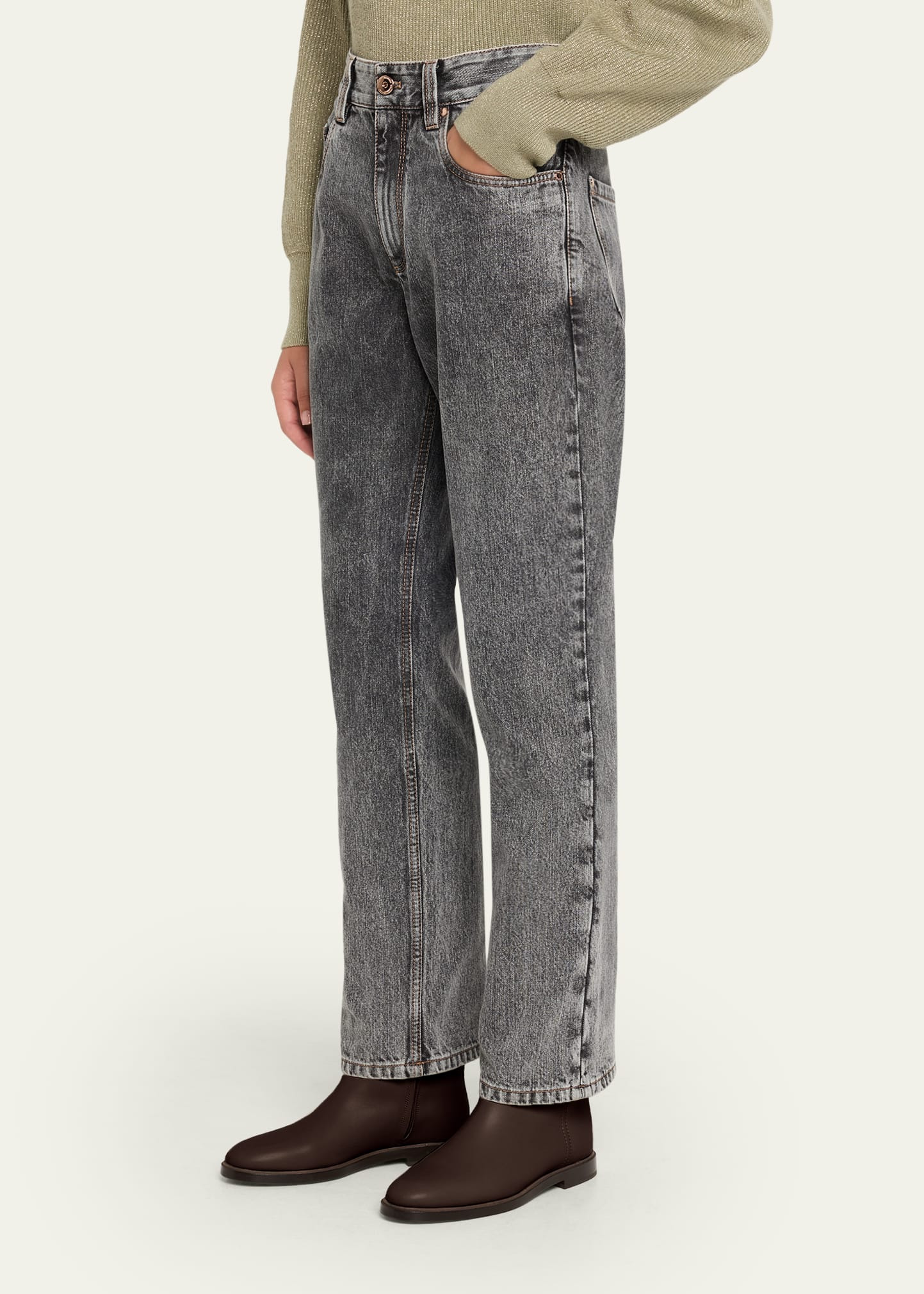 Acid-Wash Straight-Leg Ankle Boyfriend Jeans - 4