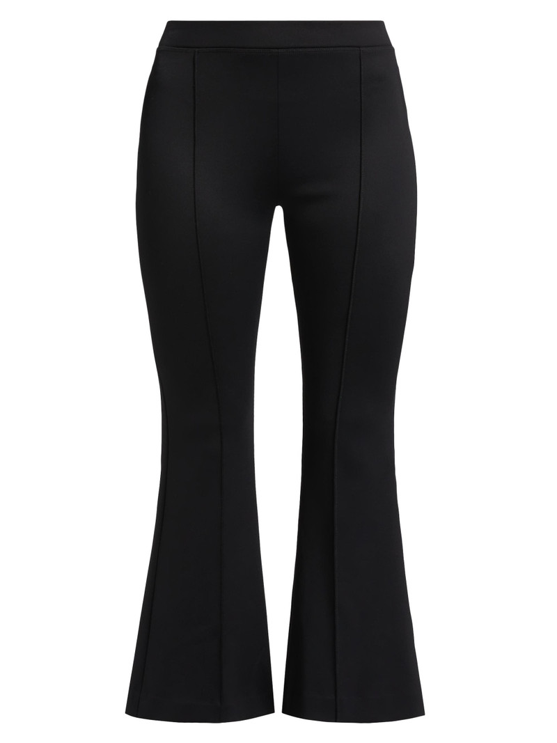 Women's Pin-Tucked Flare Crop Pull-On Pants - Black 1