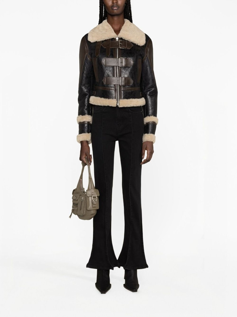 Blumarine Giacca shearling-trim leather jacket outlook