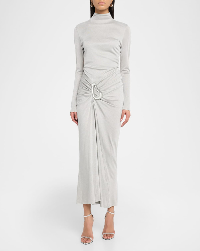 SILVIA TCHERASSI Venus Draped Long-Sleeve Midi Dress outlook