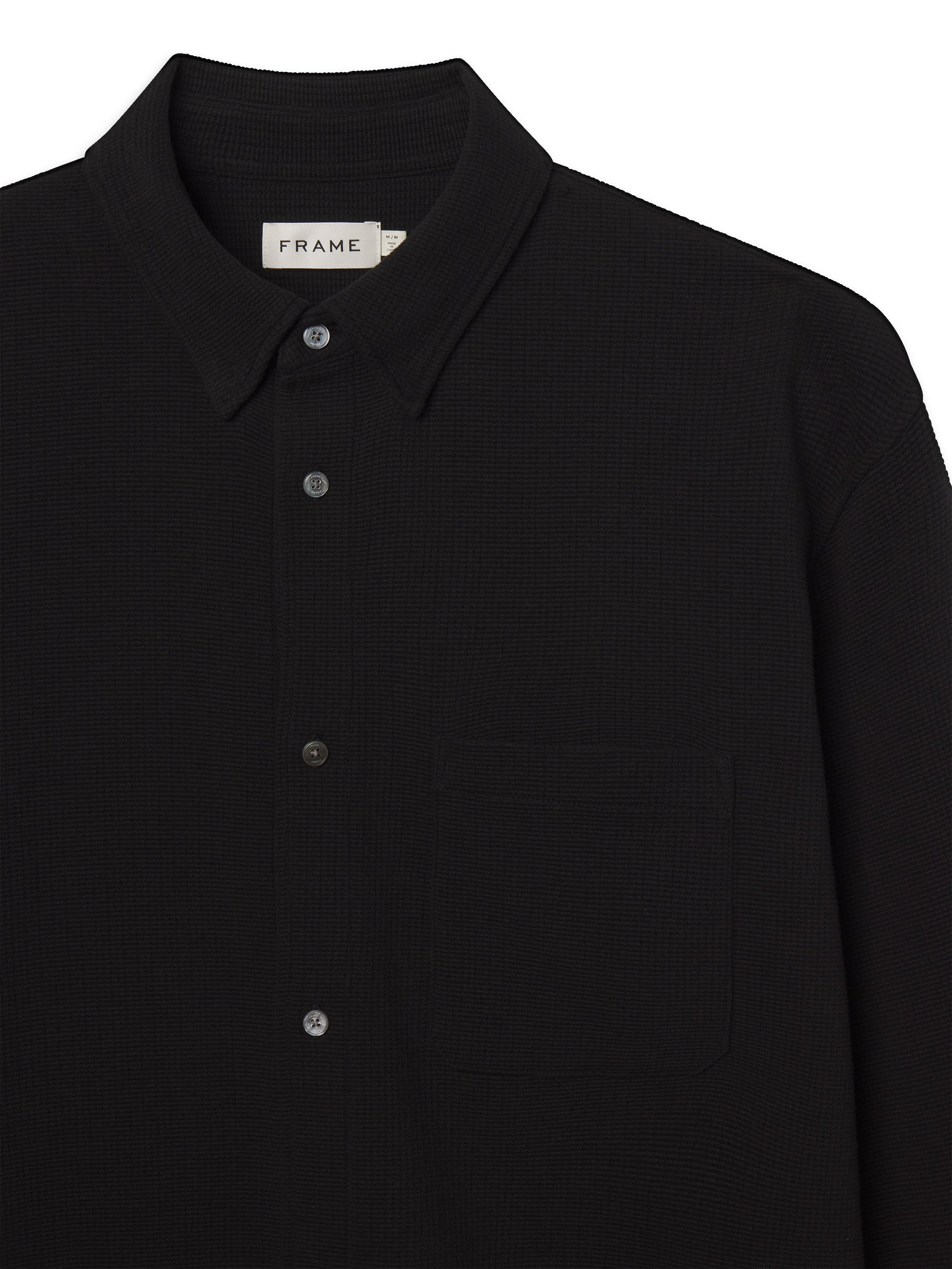 Waffle Textured Shirt in Black - 2