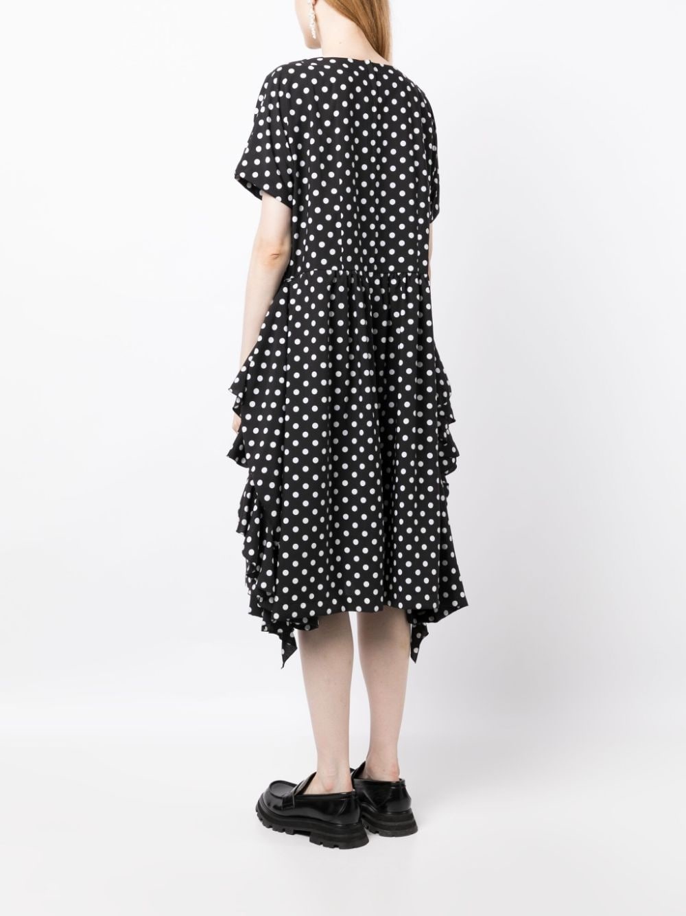 polka-dot print ruffle-detailing dress - 4