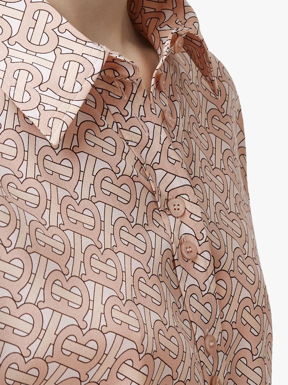 monogram print crepe de chine shirt dress - 5