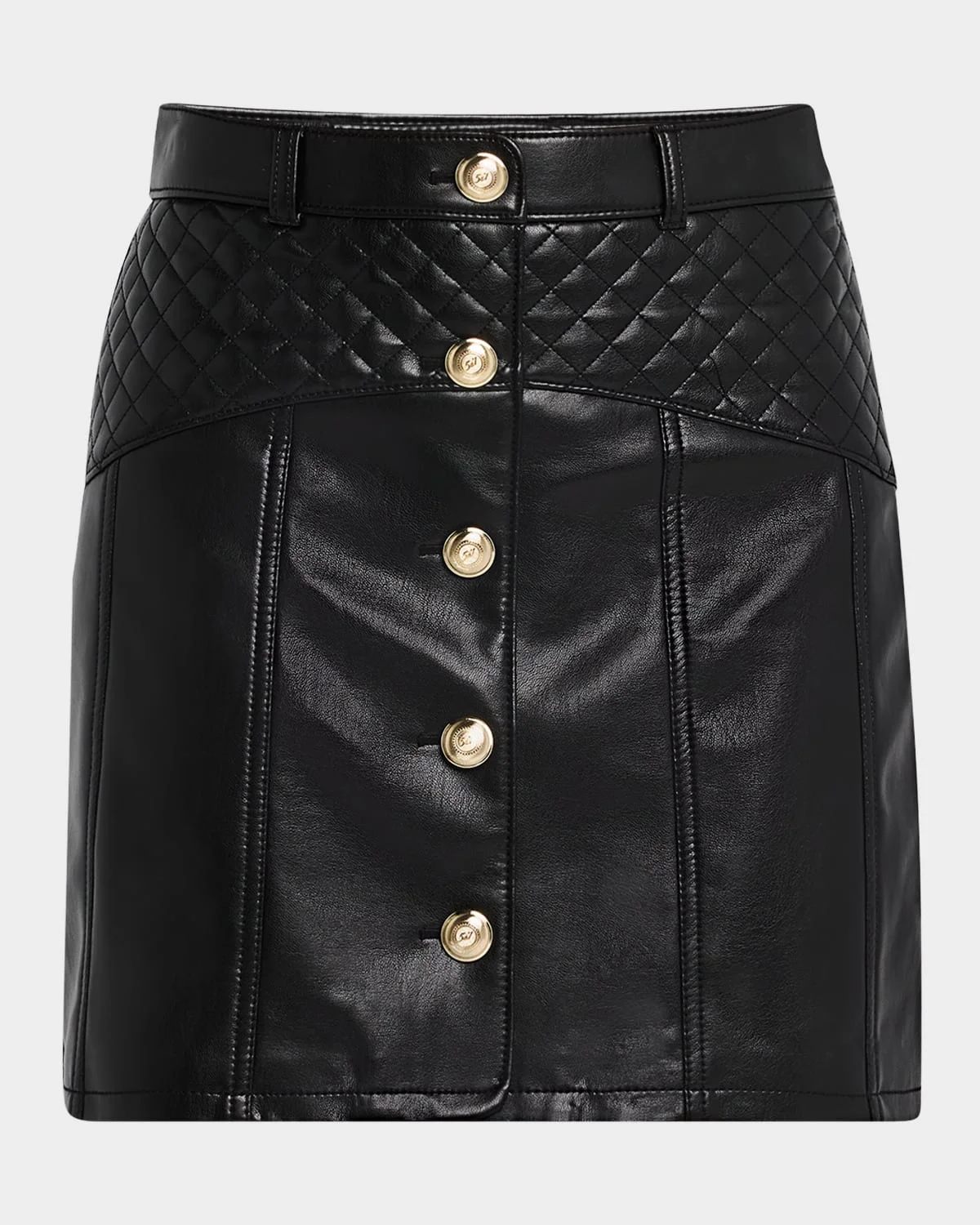 Claudia Quilted Vegan Leather Mini Skirt - 1