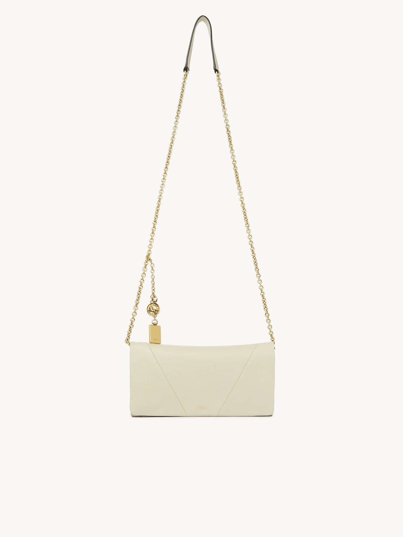 CHLOÉ SPIN FLAP WALLET ON CHAIN IN GRAINED LEATHER - 1