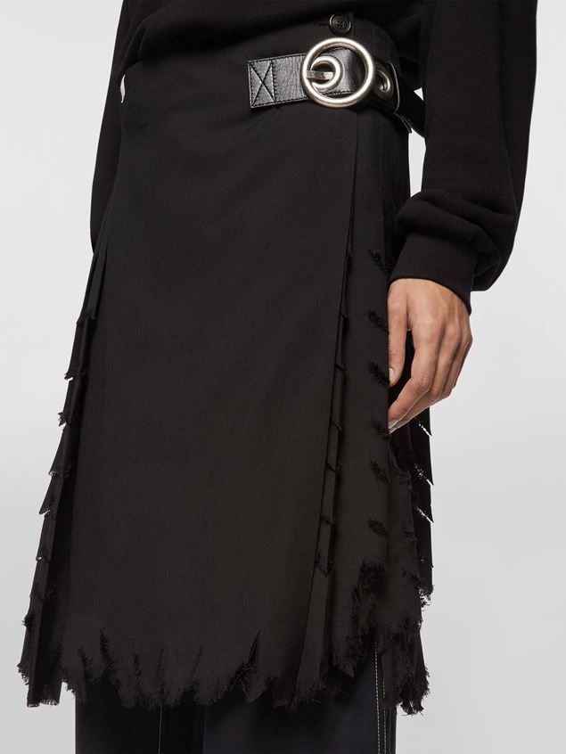 TROPICAL WOOL FRAYED KILT - 5