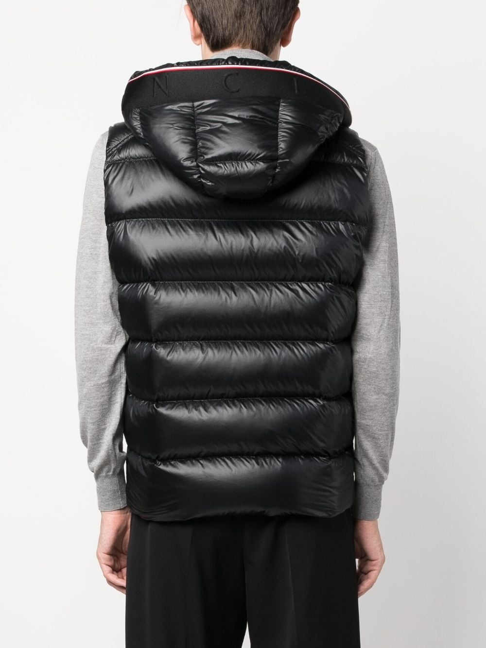 logo-patch quilted hooded gilet - 4