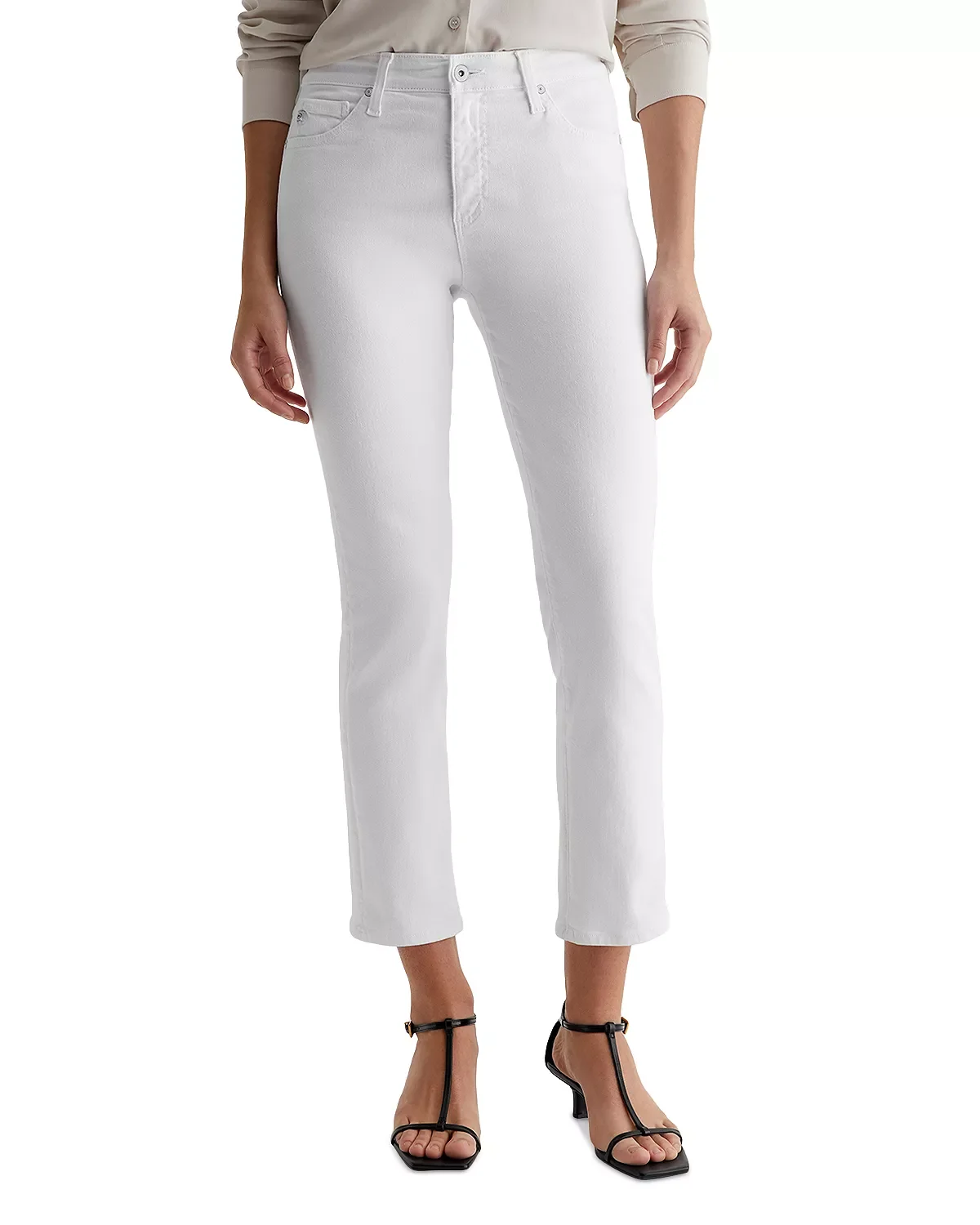Mari Mid Rise Crop Jeans in Gallery White - 1