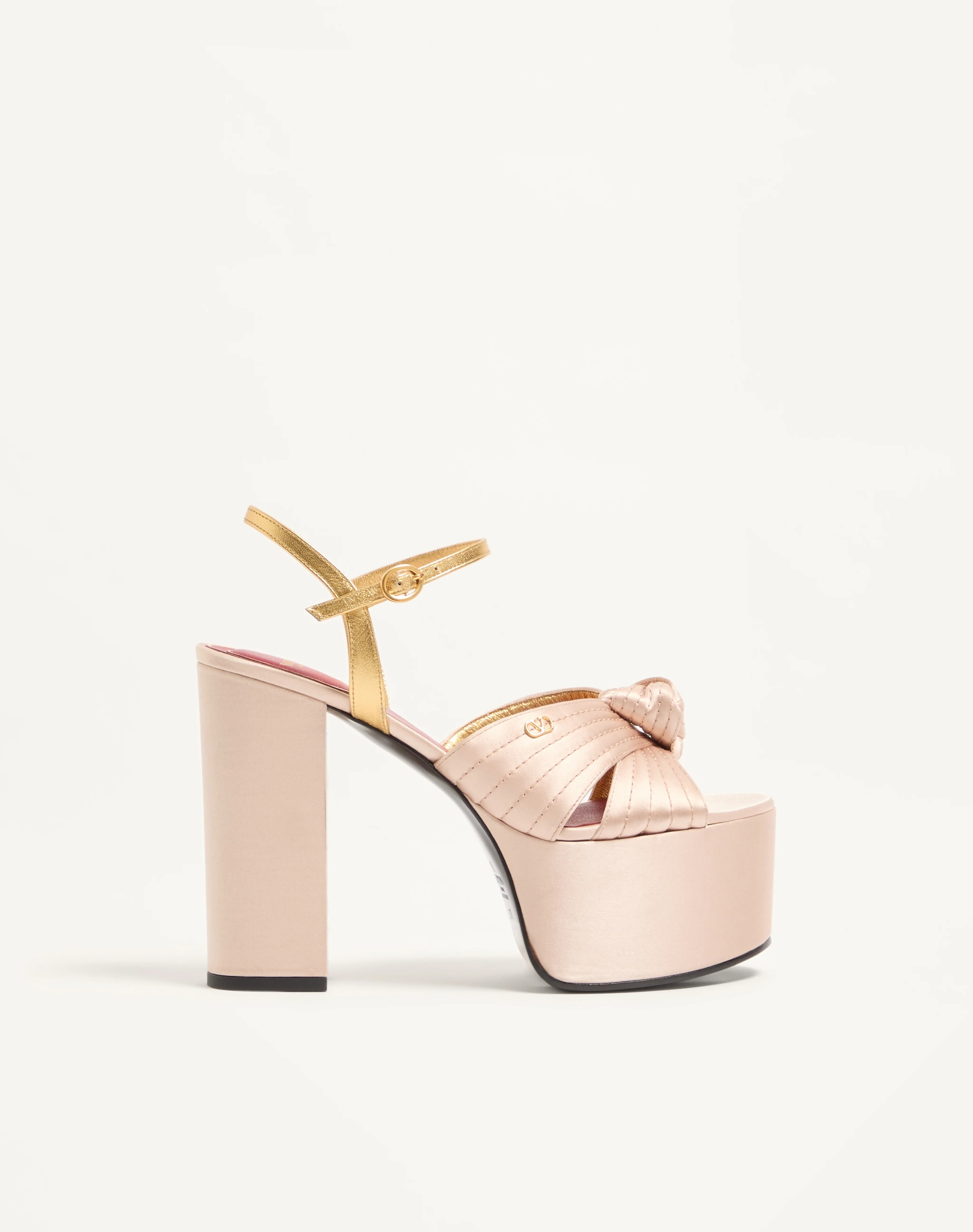 SANDAL WITH CRASHER PLATFORM IN SATIN 125MM - 1