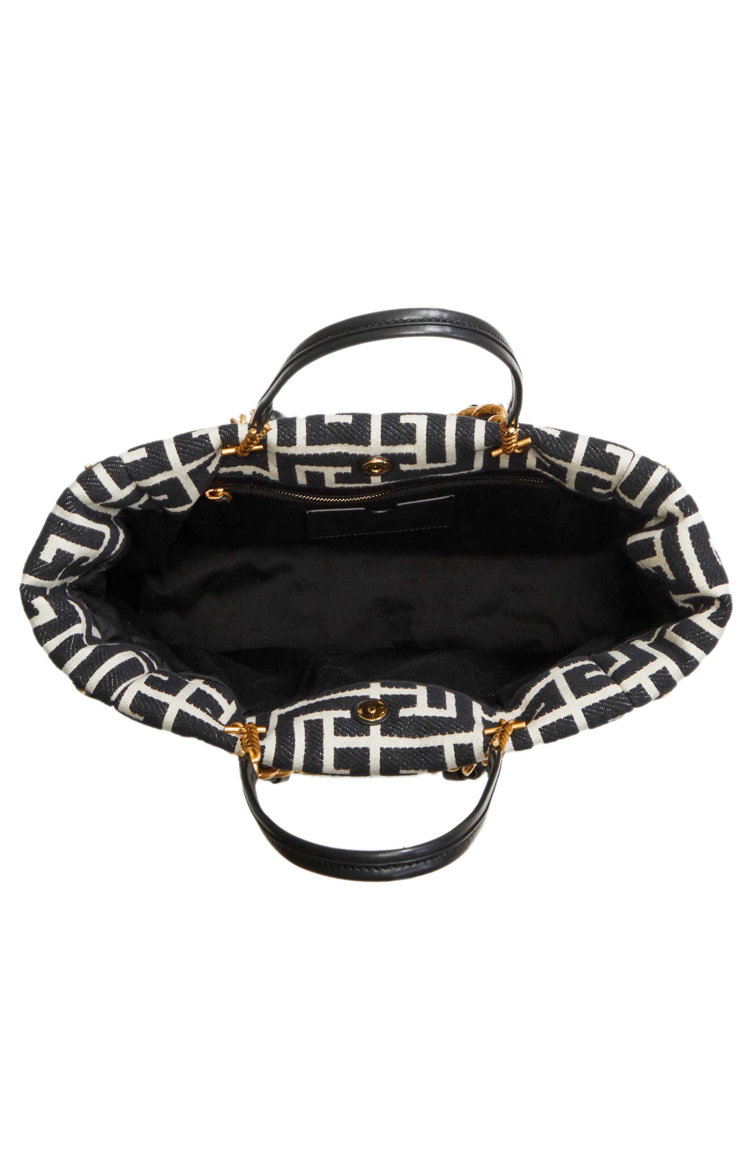 Balmain 1945 Soft Monogram Jacquard Tote in Ivory/Black at Nordstrom - 5