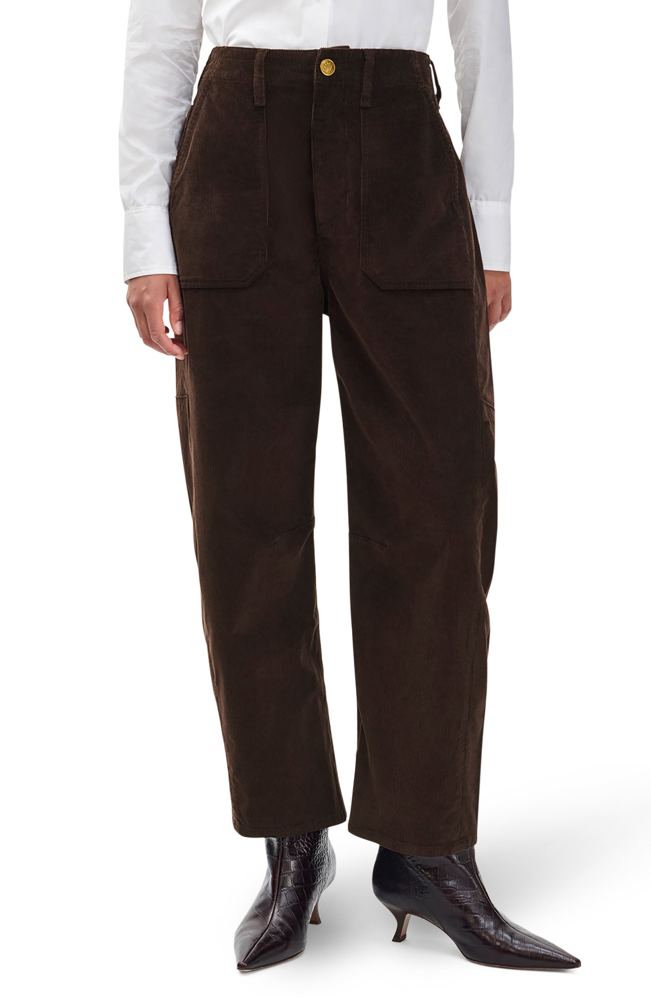 rag & bone Charlie Super High Waist Crop Barrel Corduroy Jeans in Dark Brown at Nordstrom - 5