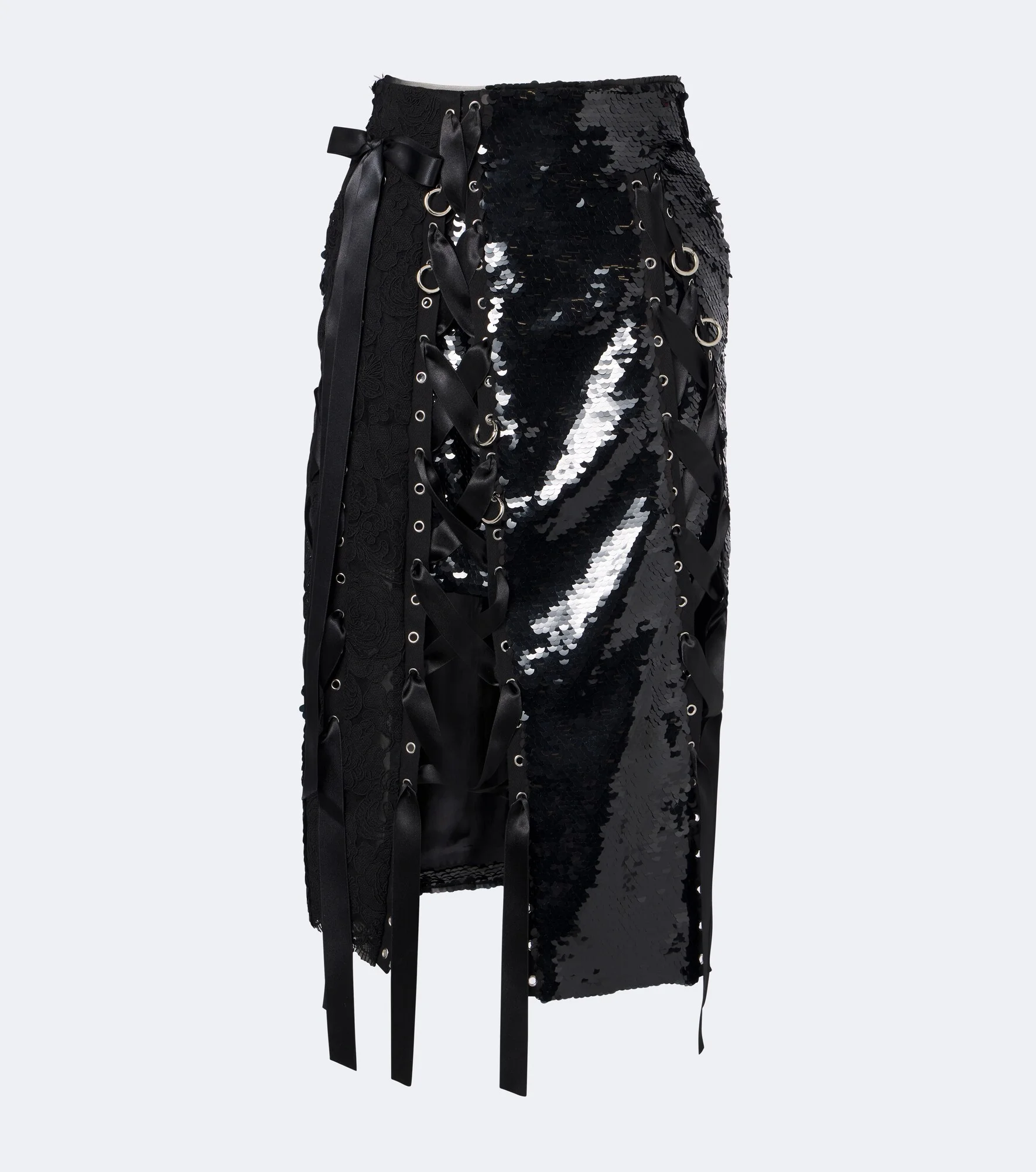 Patchwork sequined lace midi skirt - 1